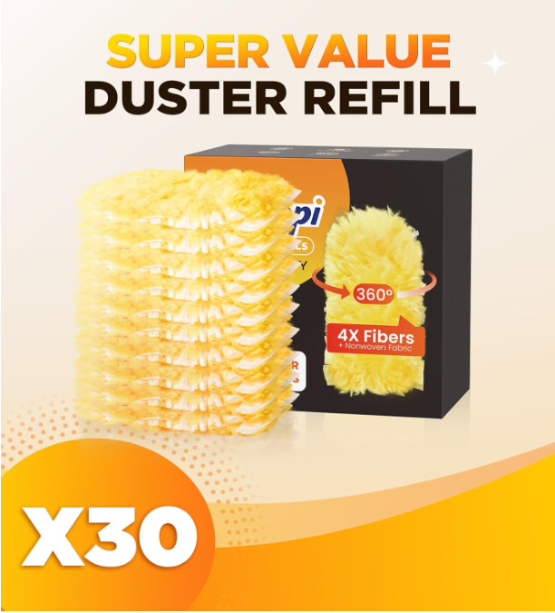 30 recambios de plumero 360° con microfibras, sin fragancia, plumeros multisuper