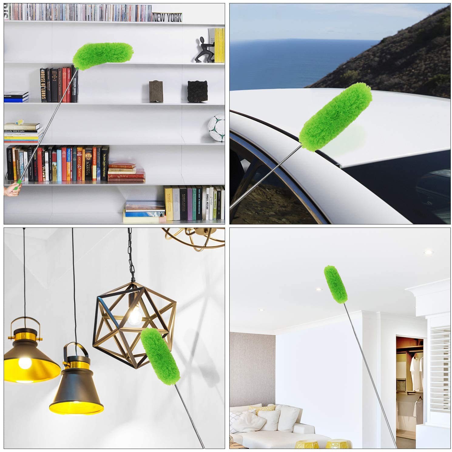 Microfiber Feather Duster Extendable 100 Inch Extra Long Pole Bendable Head