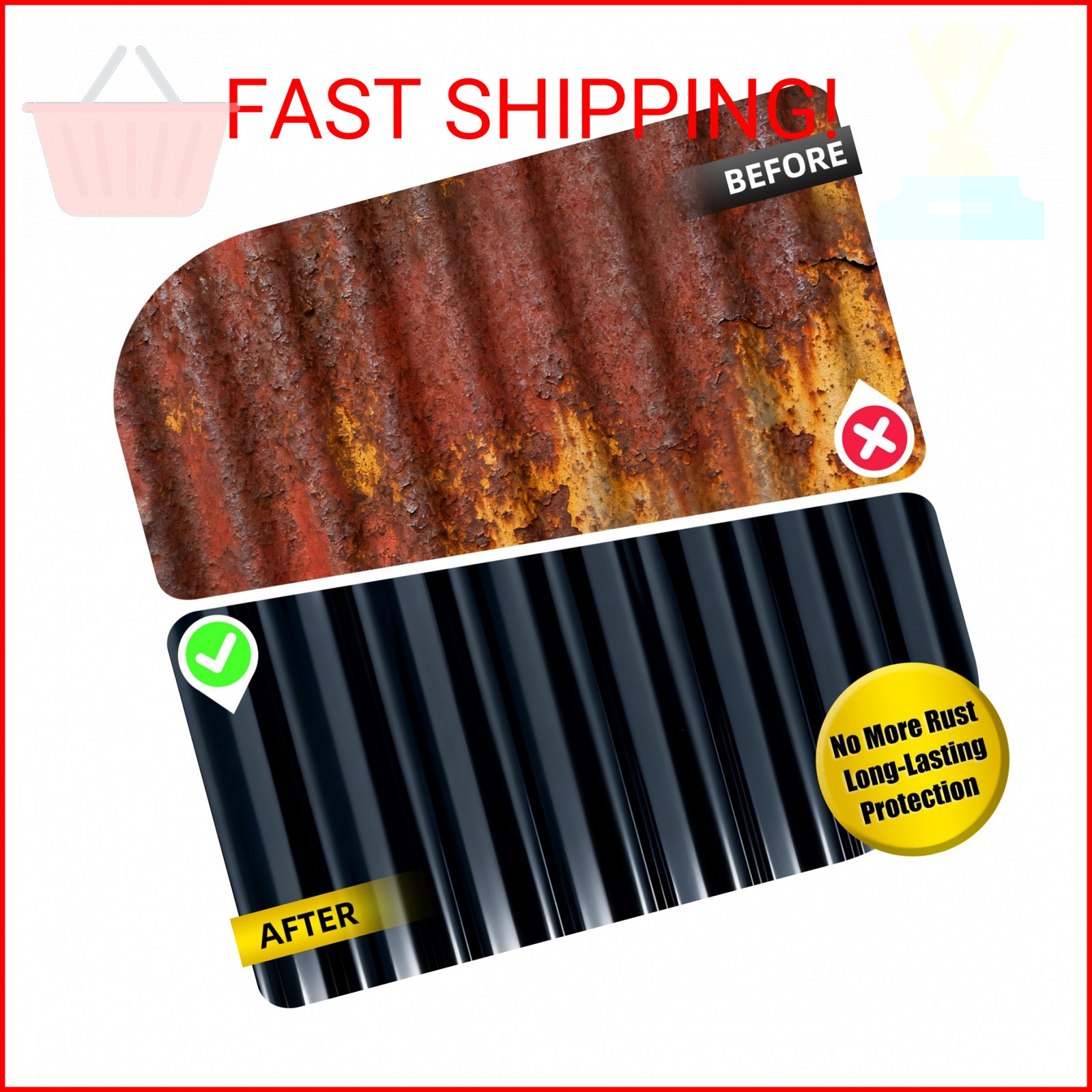 2-in-1 Rust Converter & Metal Primer 35oz Black – Rust Inhibitor Paint for Metal