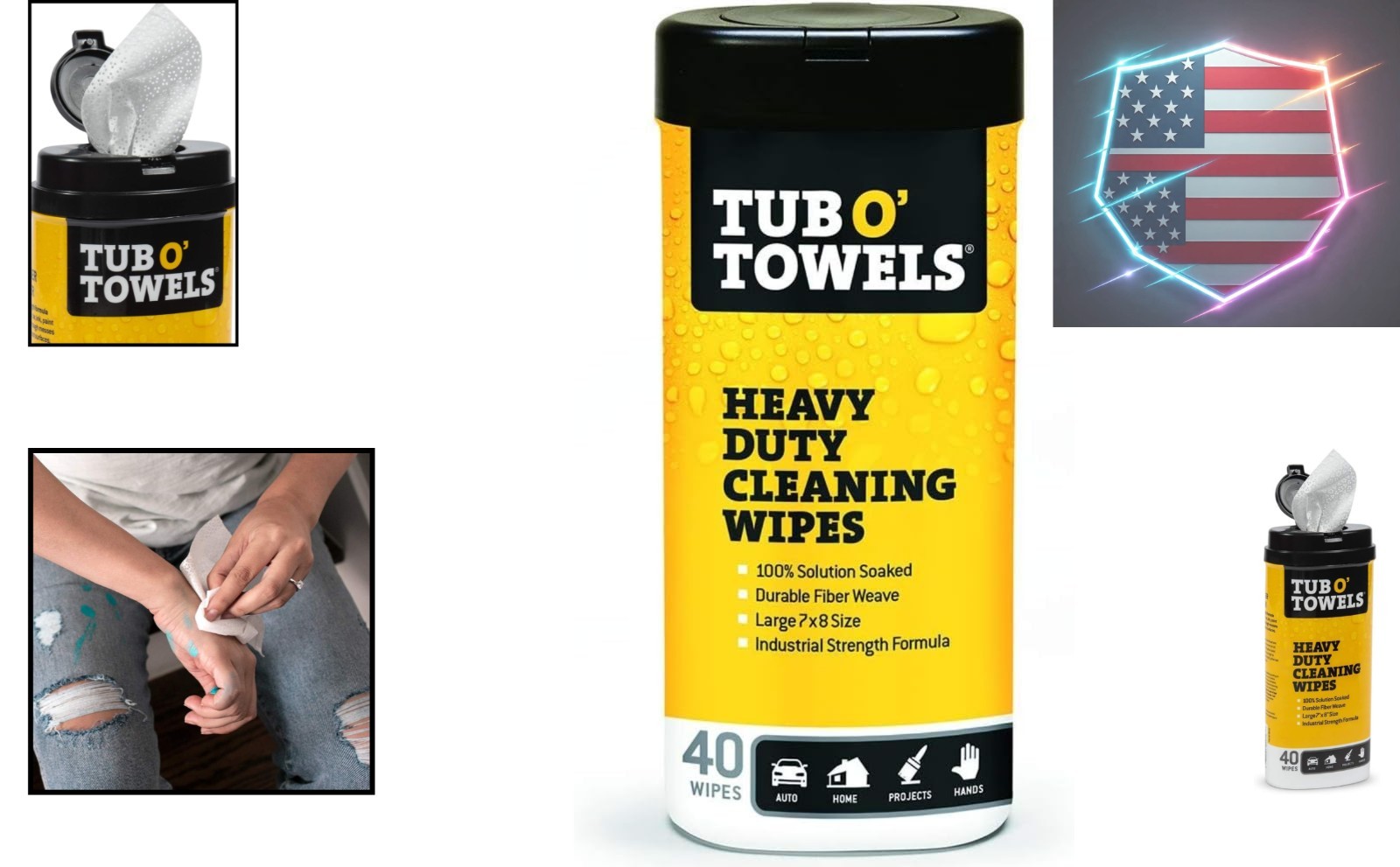 Tub O’Towels Heavy Duty Fiber Weave Cleaning Wipes 8 in. W x 7 in. L 40 pk,