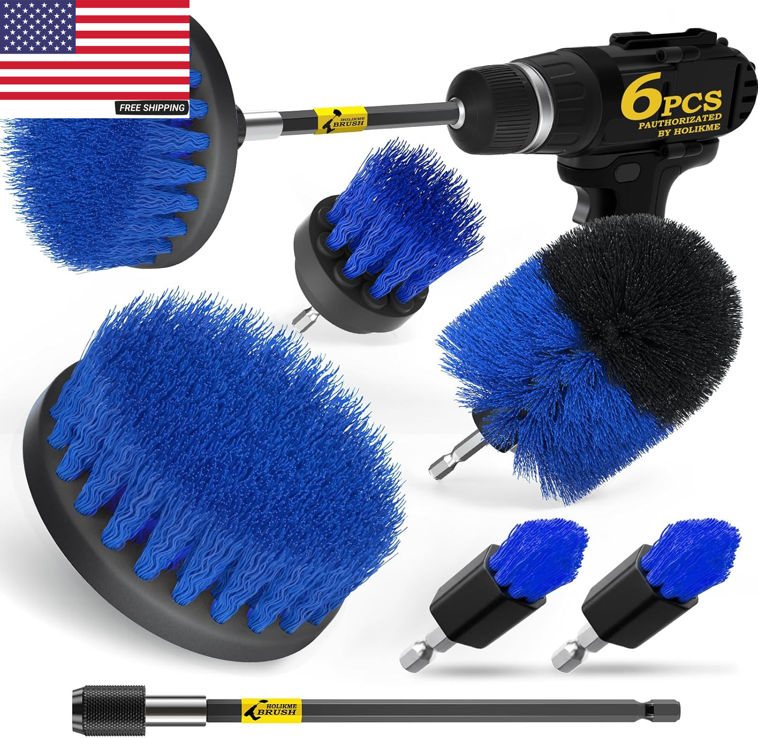 6Pack Drill Brush Power Scrubber Cleaning Brush Extended Long Attachment Set All