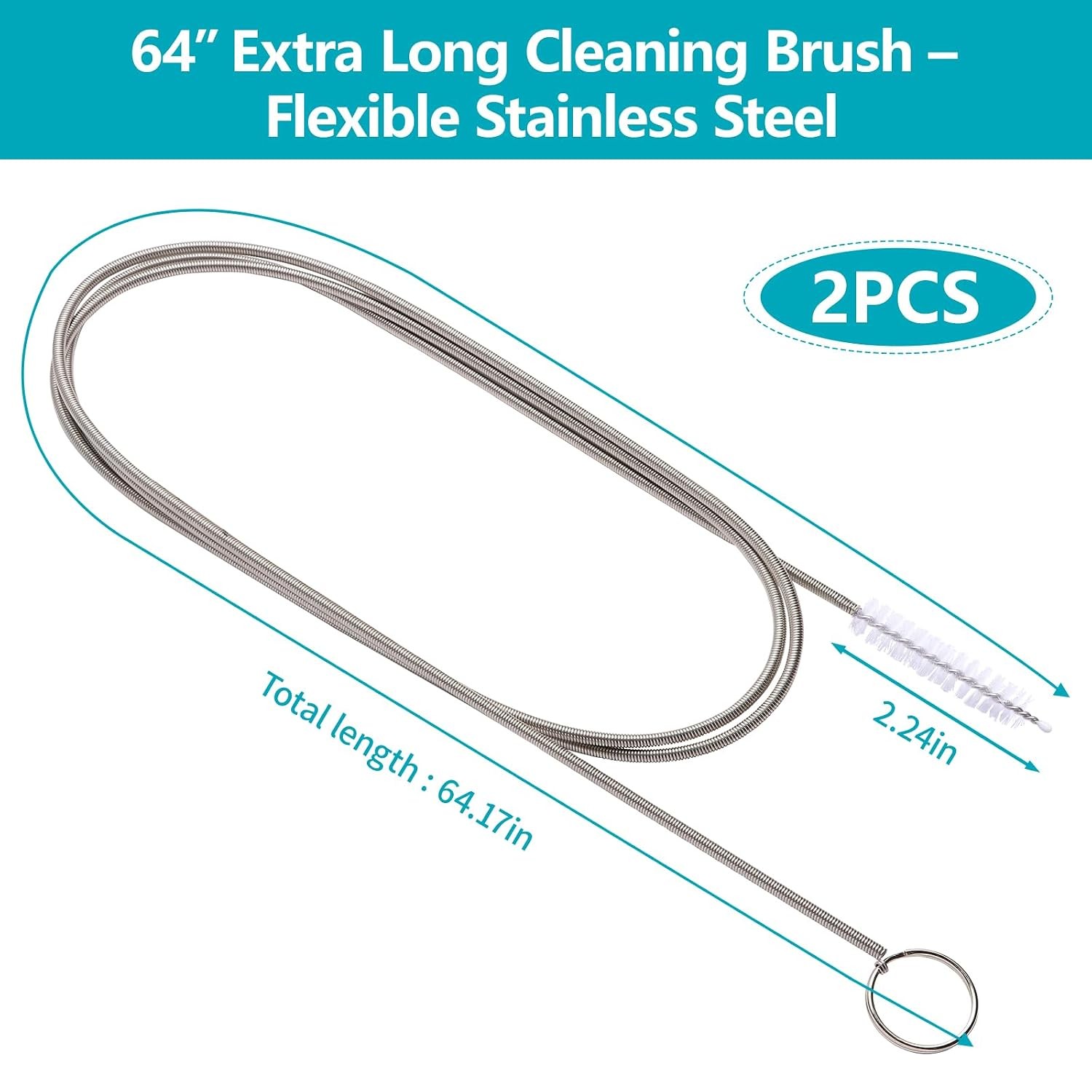 Upgrade 2 Packs Extra Long Drain Cleaners Brush, 64 Inches Flexible Sunroof Drai