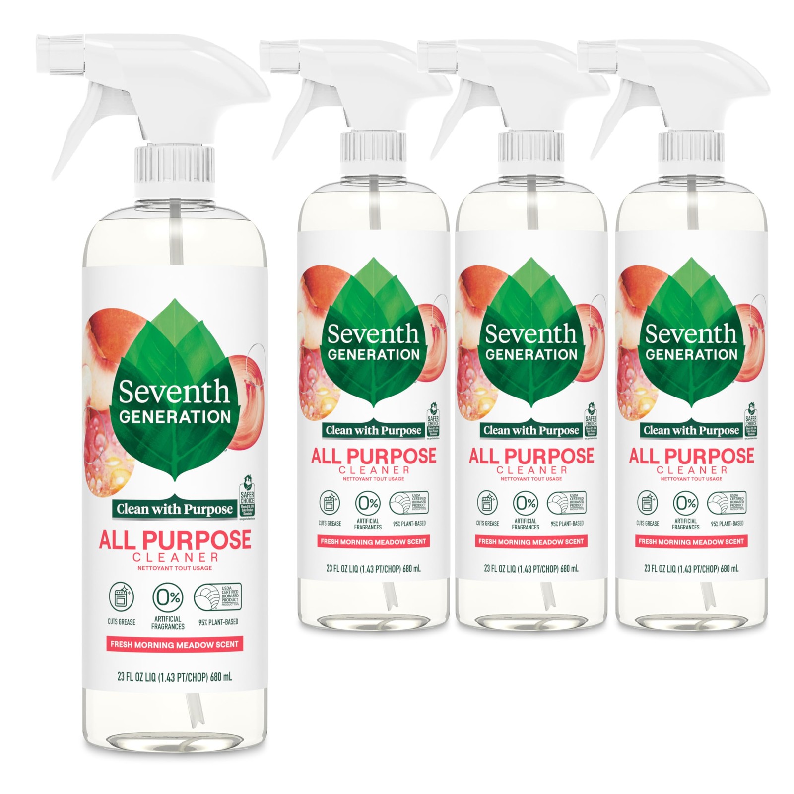 Seventh Generation All Purpose Cleaner Fresh Morning Meadow 23 Fl Oz Pack Of 4
