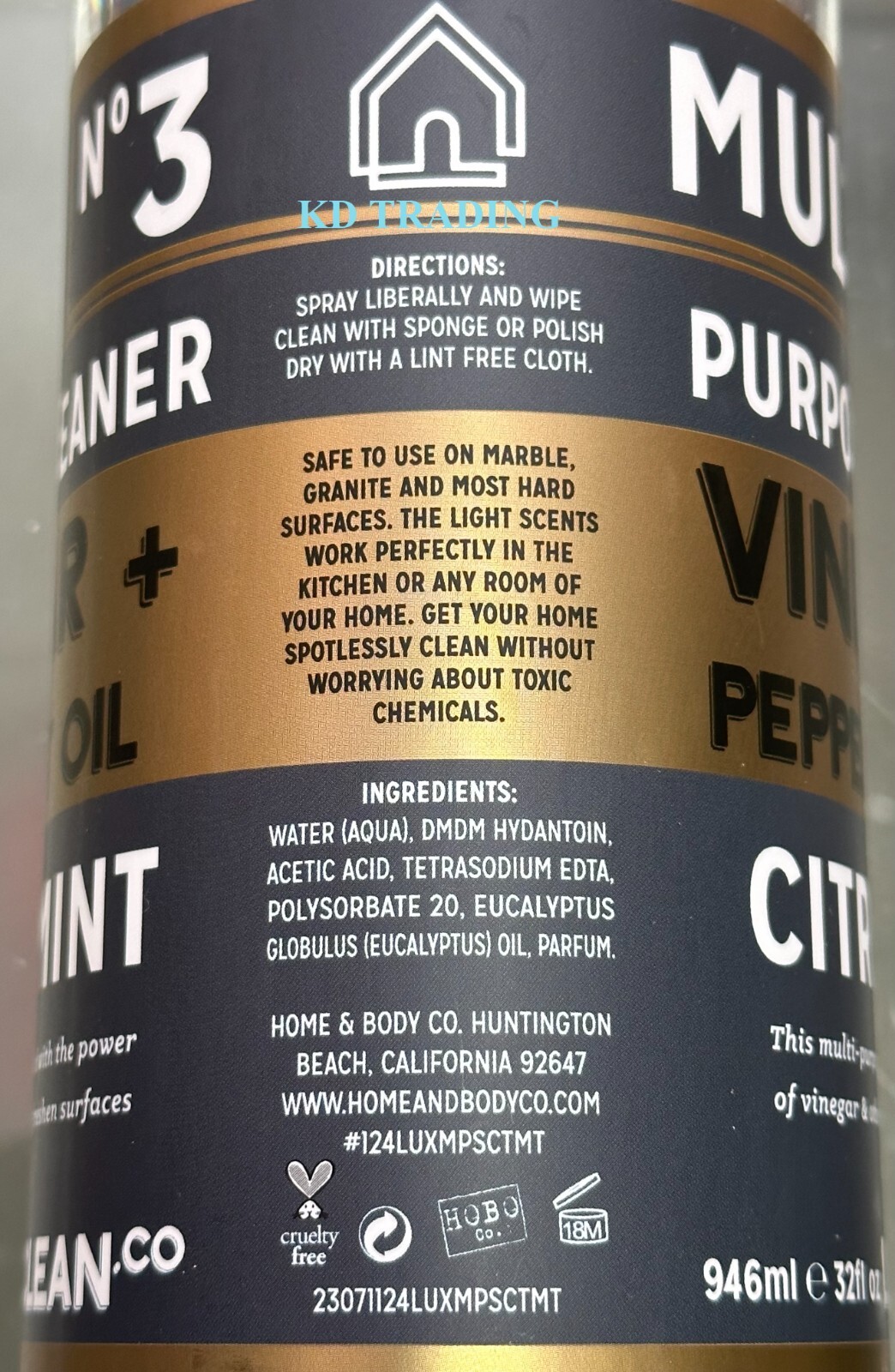 LUX CLEAN ~ VINEGAR + PEPPERMINT Kitchen Refresher CLEANER 946ml CITRUS MINT