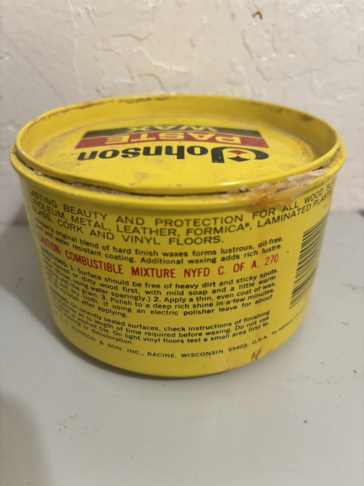 Discontinued Johnson Paste Wax 75% or More Left Weighs 14 Oz.