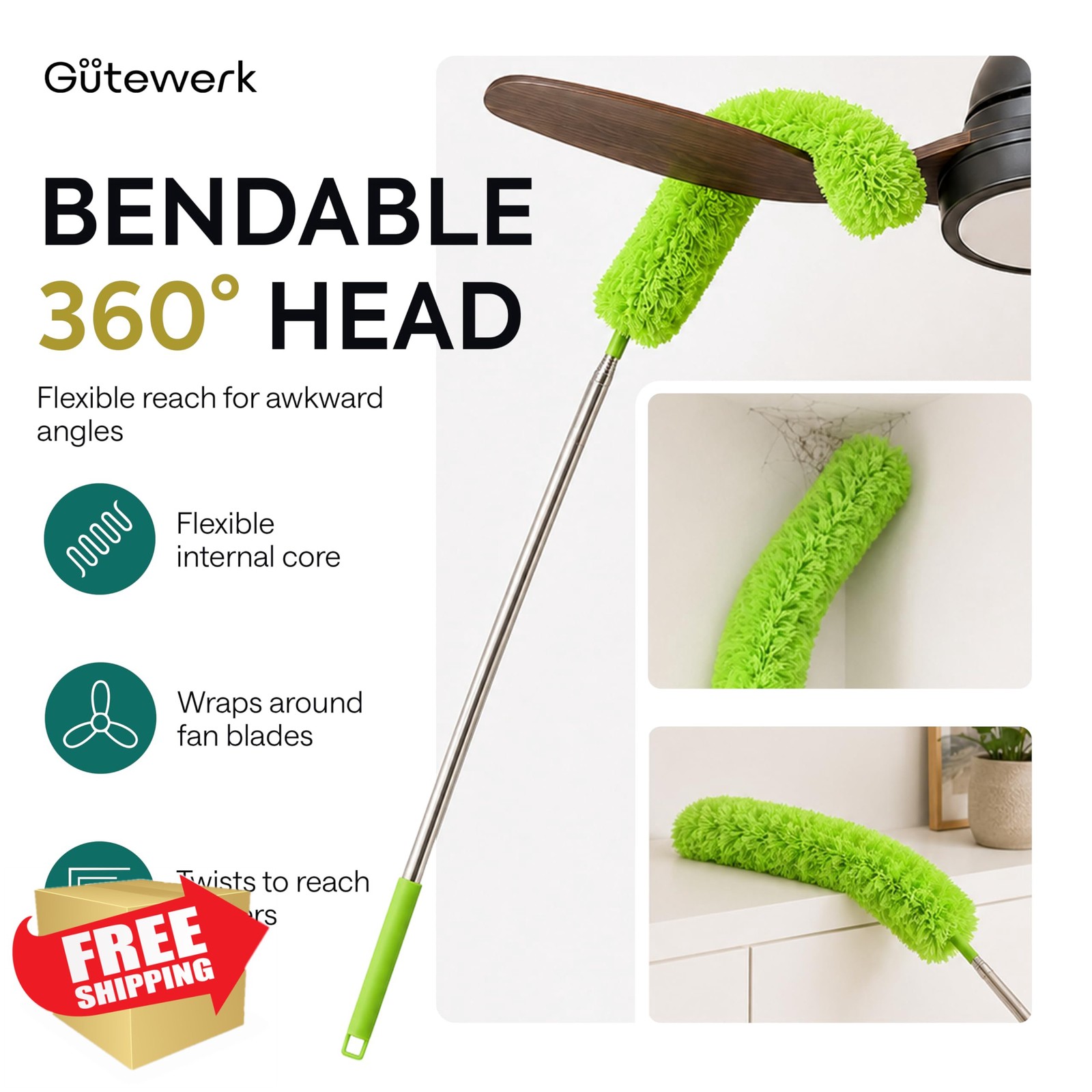 GÜTEWERK Microfiber Duster Green 100 Inch