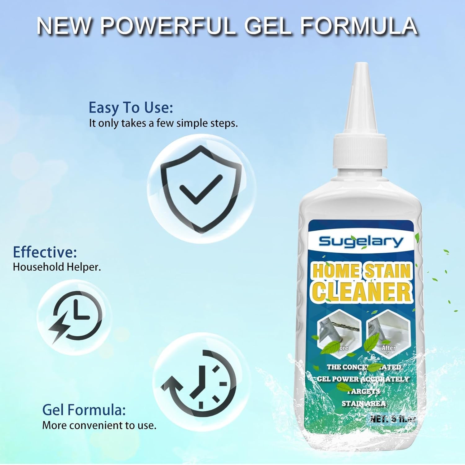 Home Stain Cleaner, 5 Fl Oz Mold Stain Cleaner Gel for Washing Machine, Home Sta