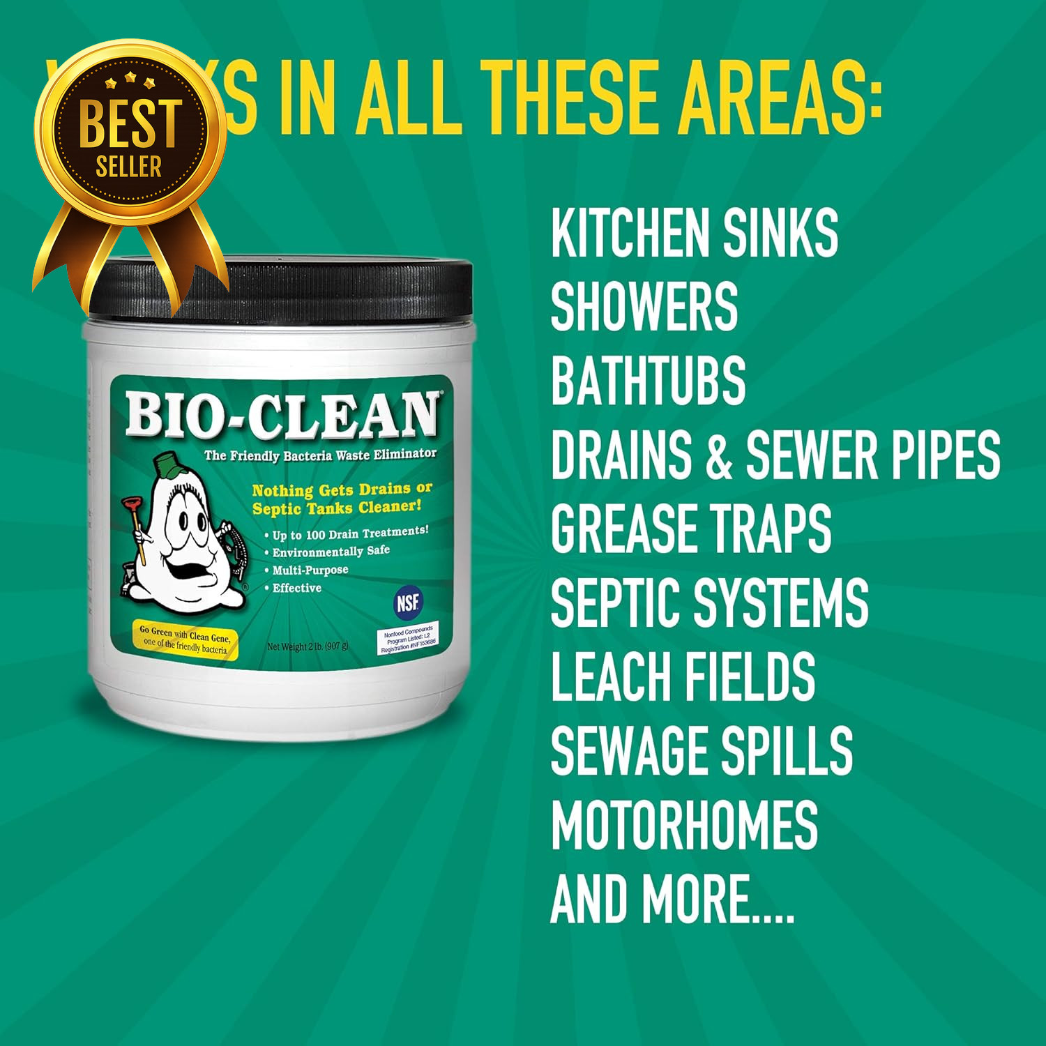 Septic Drain Cleaner Treatment for Grease Traps & Pipes Natural System Cleaner