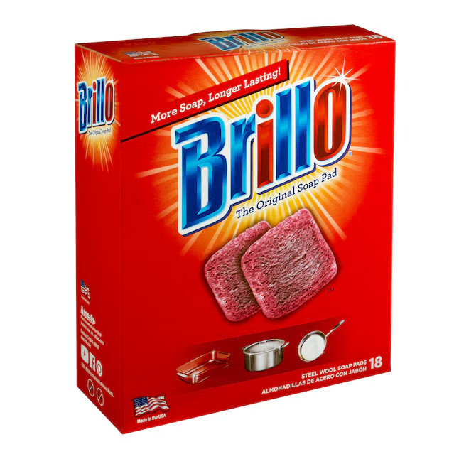 Brillo Steel Wool Soap Pads (18 Count) – Heavy Duty Scouring Pads for Pots, Pans