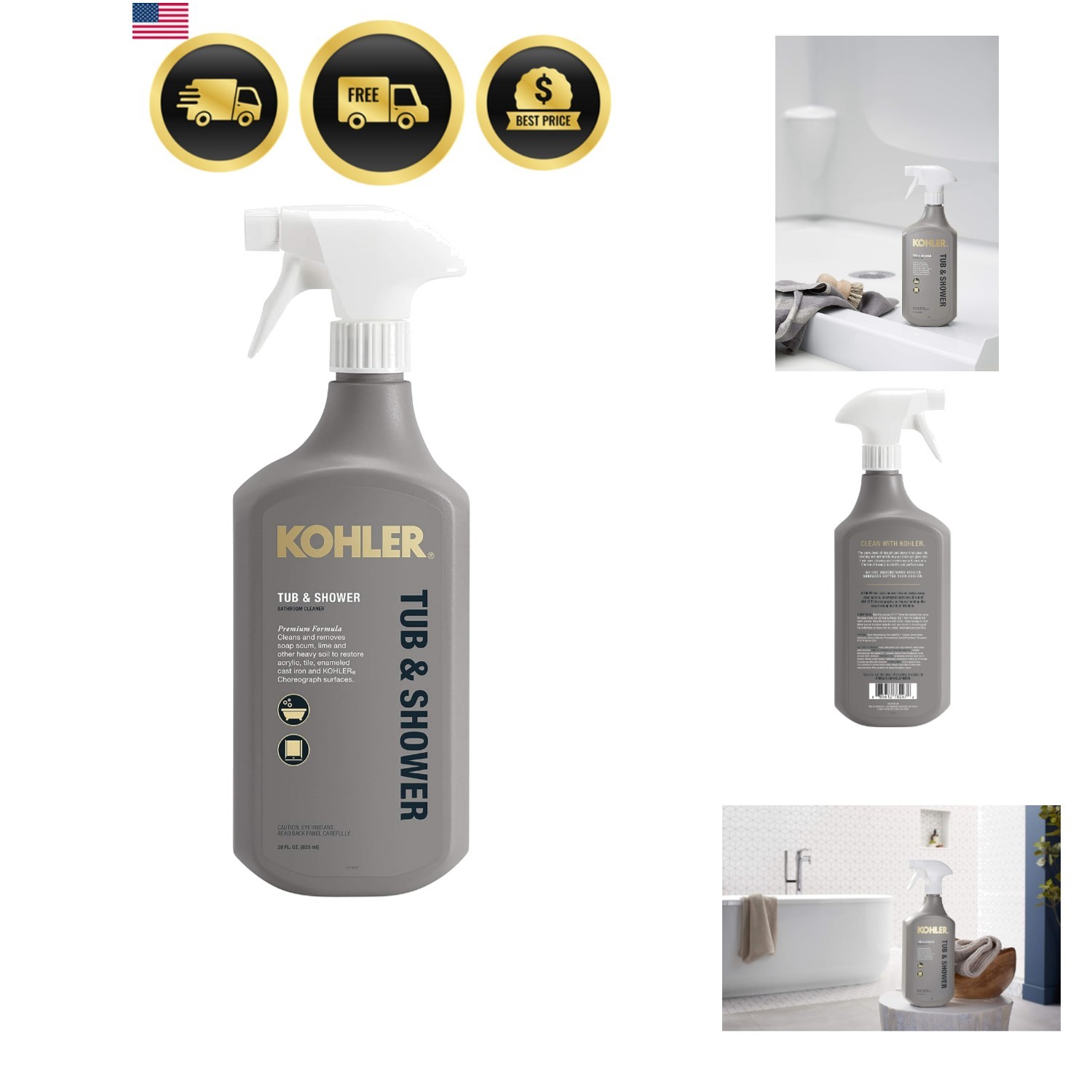 Tub and Shower Cleaner, Bathroom Cleaner, Restores Acrylic, Tile, Enameled ca…