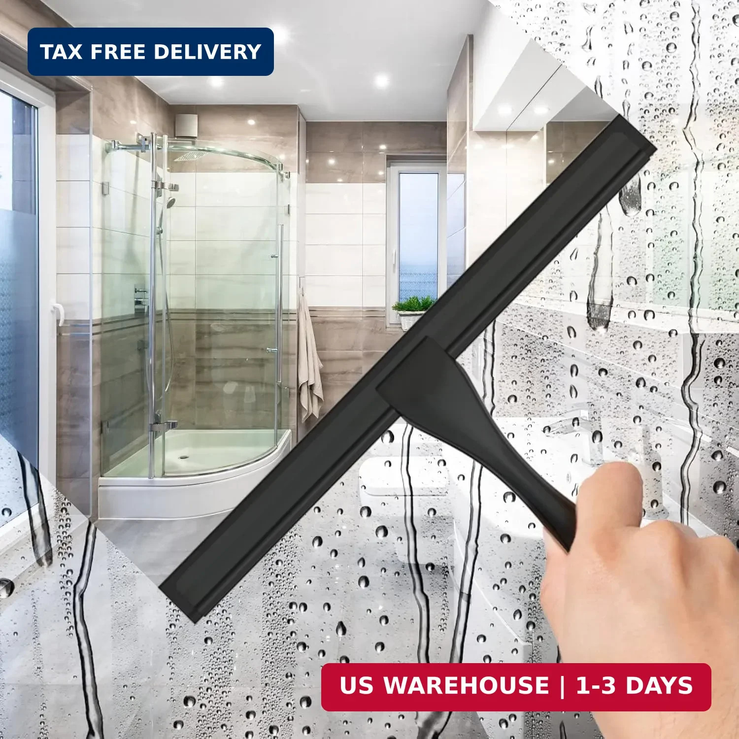 All-Purpose Stainless Steel for Shower Glass Door with Adhesive 12 inch, Black