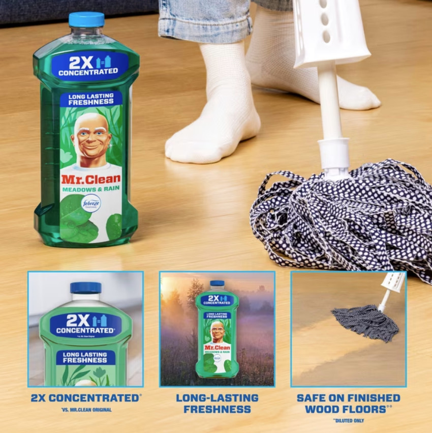 (4 pack) Mr. Clean All Purpose Cleaner, 2X Concentrated Multi Surface, 64 fl oz