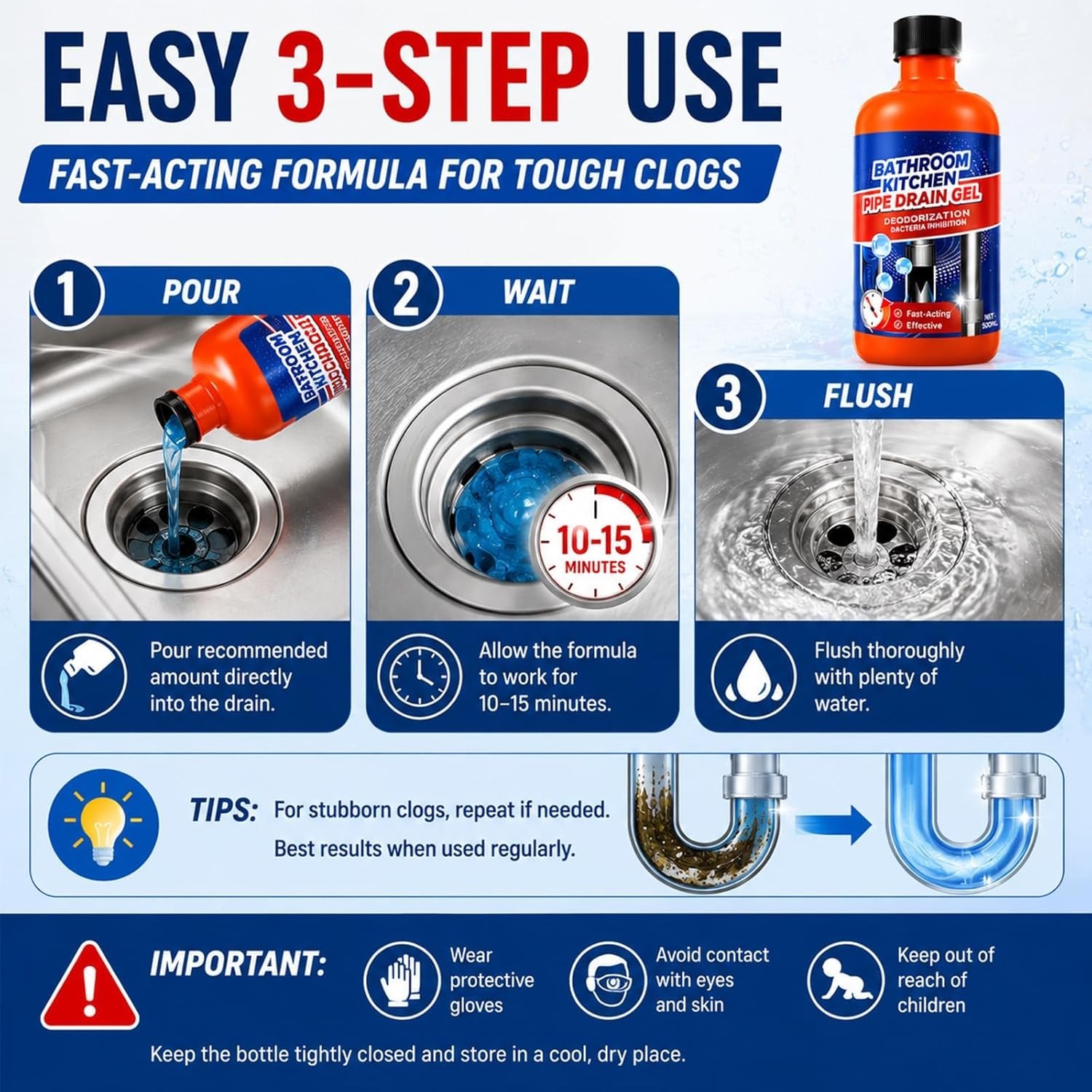 Drain Clog Remover, Liquid Plumber Drain Cleaner, Sink Cleaner, Pipe Cleaners(2