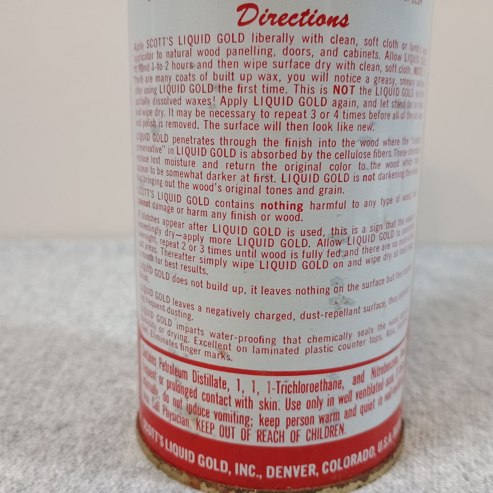 VTG Scott’s Liquid Gold Wood Cleaner 16 oz Metal Can Pourable