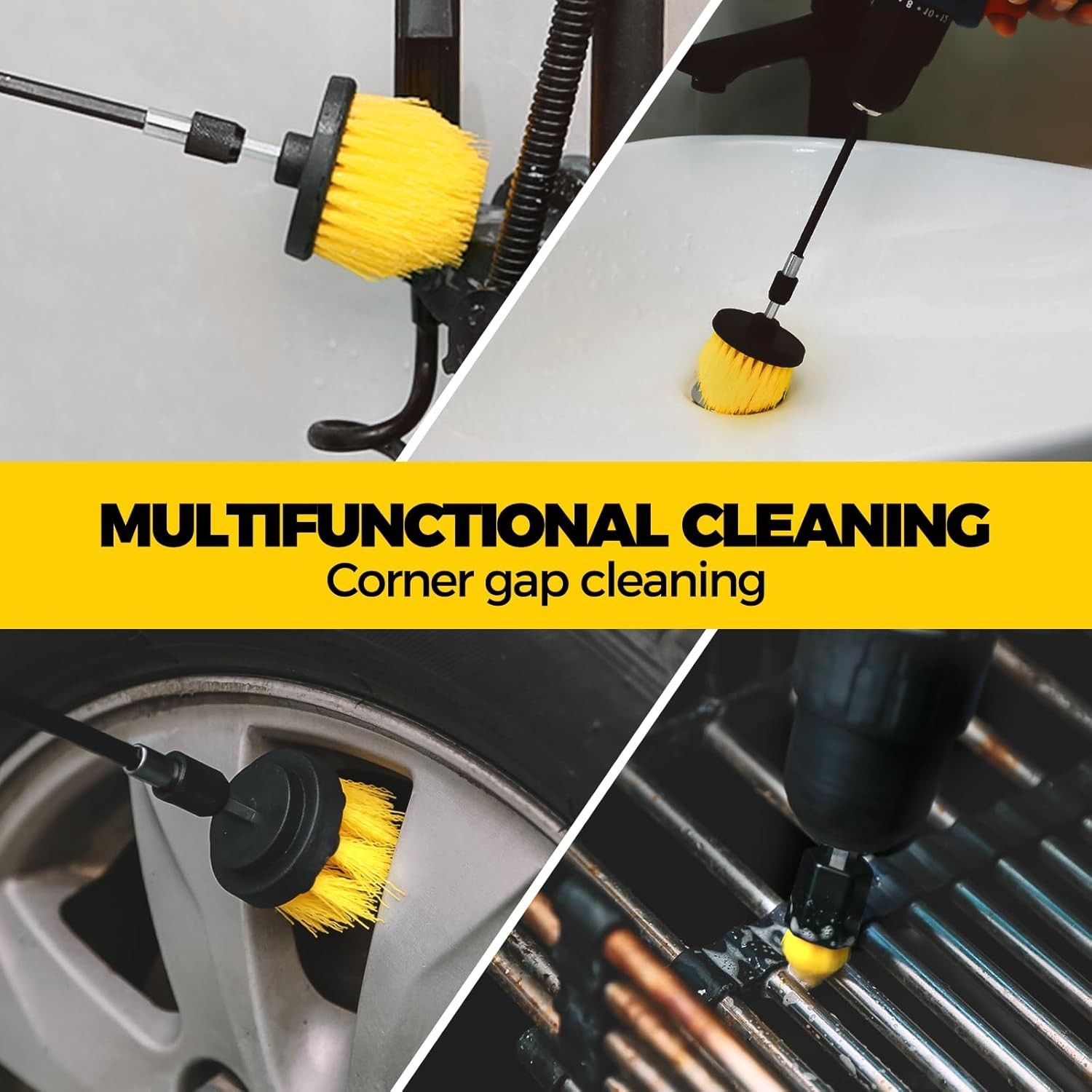 6 Pack Drill Brush Power Scrubber Cleaning Kit for Bathroom Kitchen Grout
