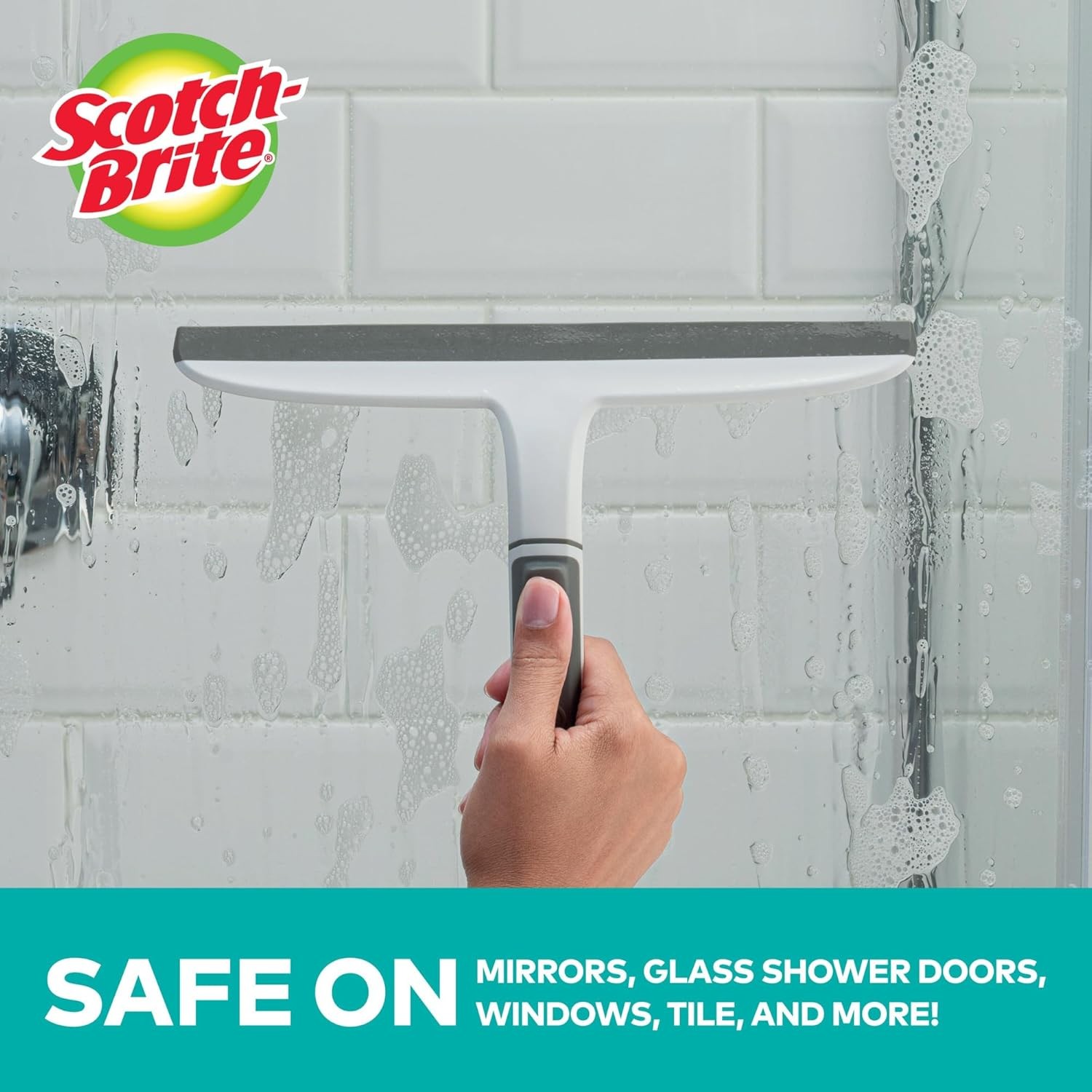 All-Purpose 10 Inch Dual Blade Streak-Squeegee, Safe on Mirrors, Glass Shower