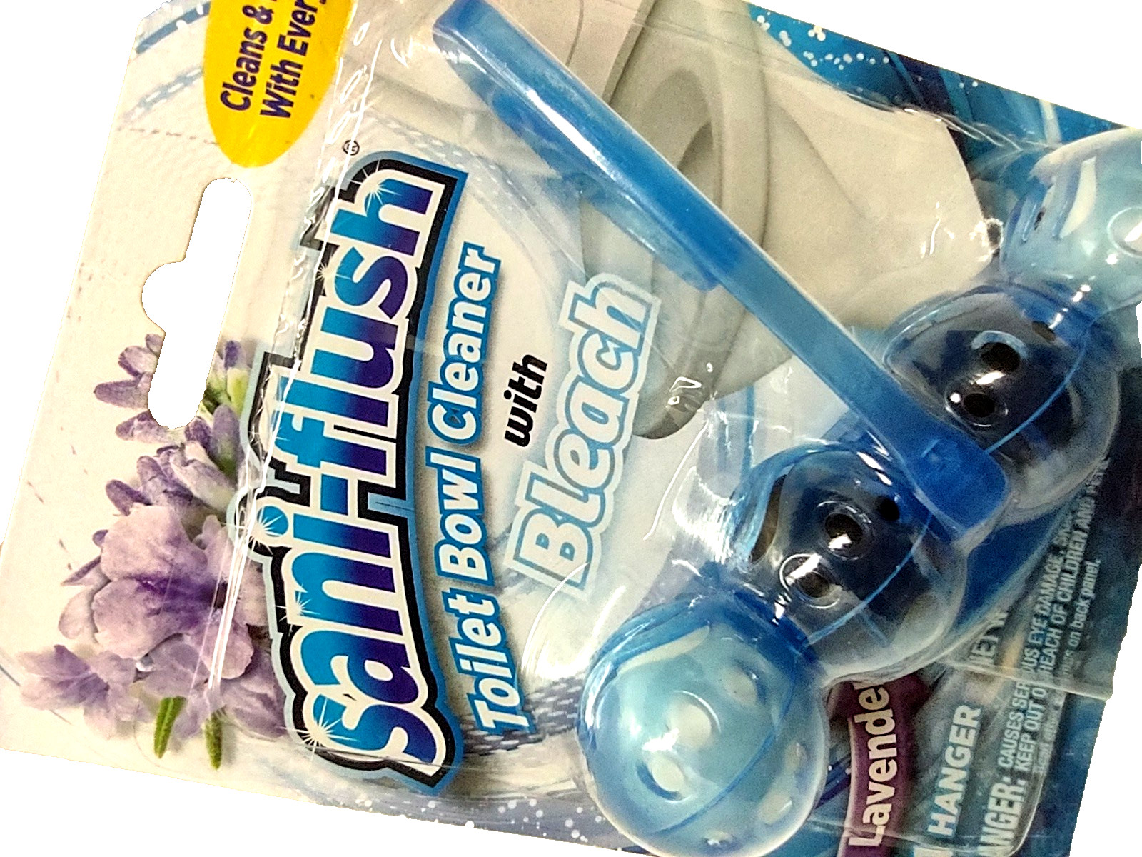 ( Lot 4 ) Sani-Flush Toilet Bowl Cleaner Lavender w/Bleach 4Balls Hanger 2 Oz Ea