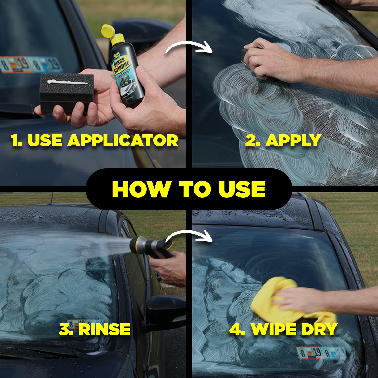 91411 Glass Stripper Water Spot Remover Kit – Cerium Oxide Based Auto Glass P…