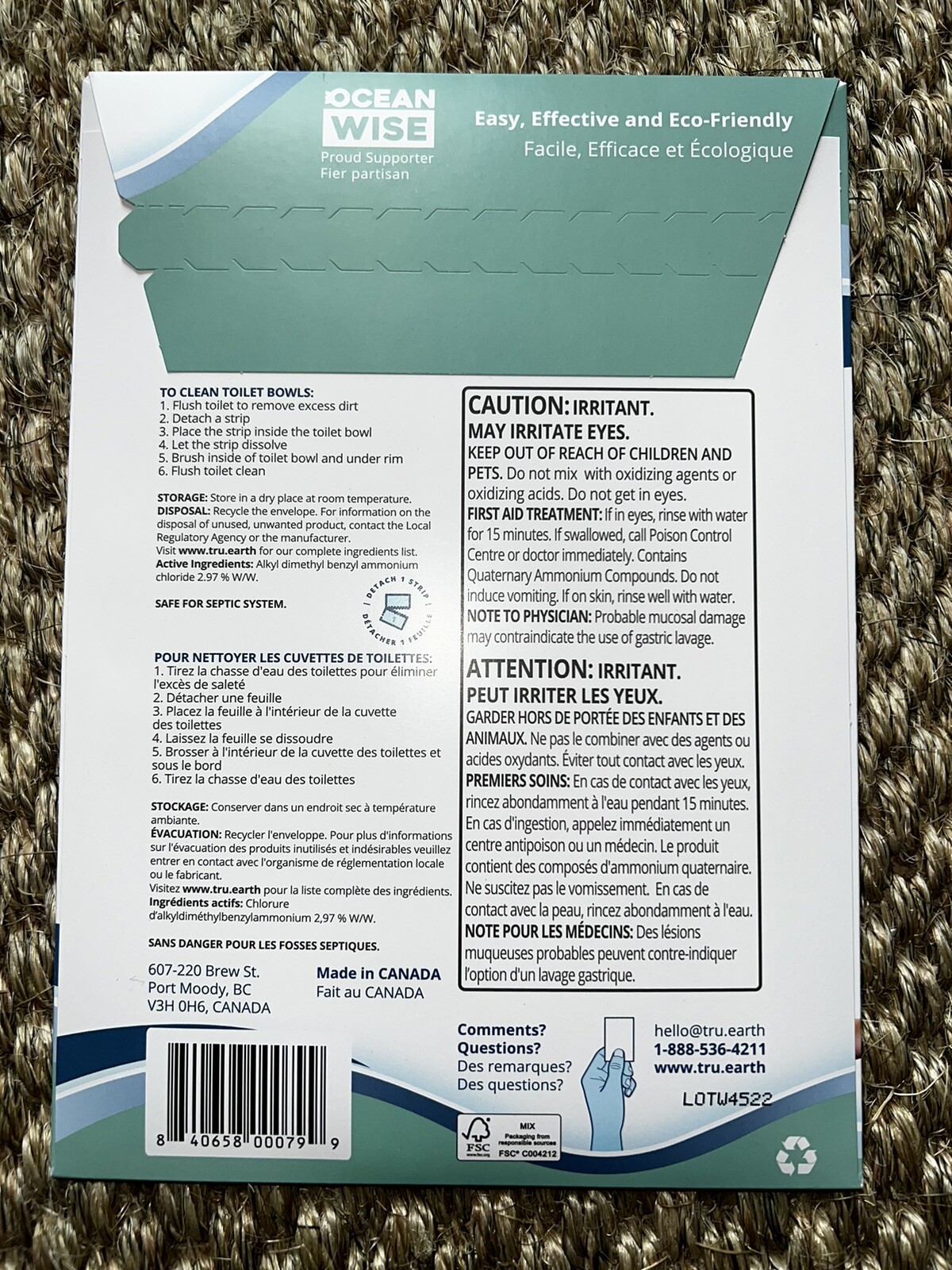 2 Packs TRU EARTH Eco-Strips Toilet Bowl Cleaner 12 Each, 24 Total Strips