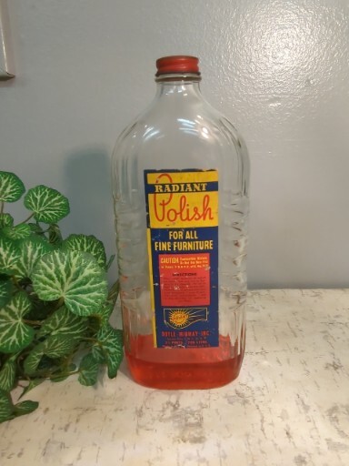 Vintage Mid Century Bottle Of Radiant Fine Furniture Polish Boyle Midway Red