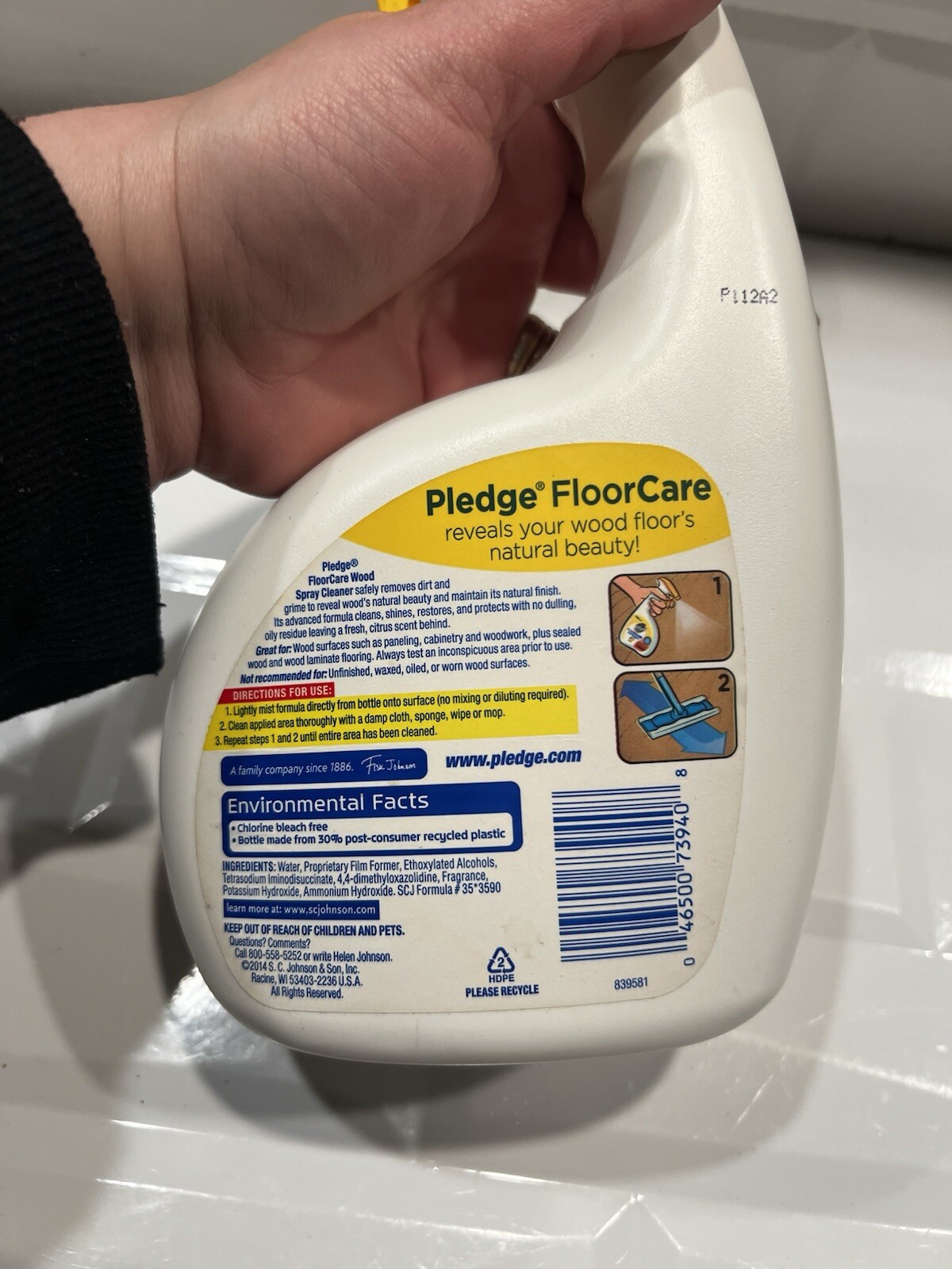 Pledge Floor Care Floorcare Hardwood Cleaner Shine Lemon 80% Full