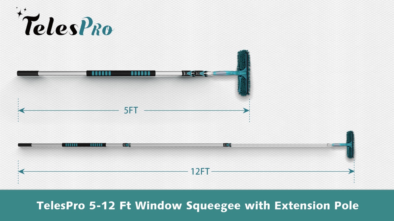 20ft High Reach Window Squeegee with Extension Pole, Telescoping Cleaner Kit, 3-