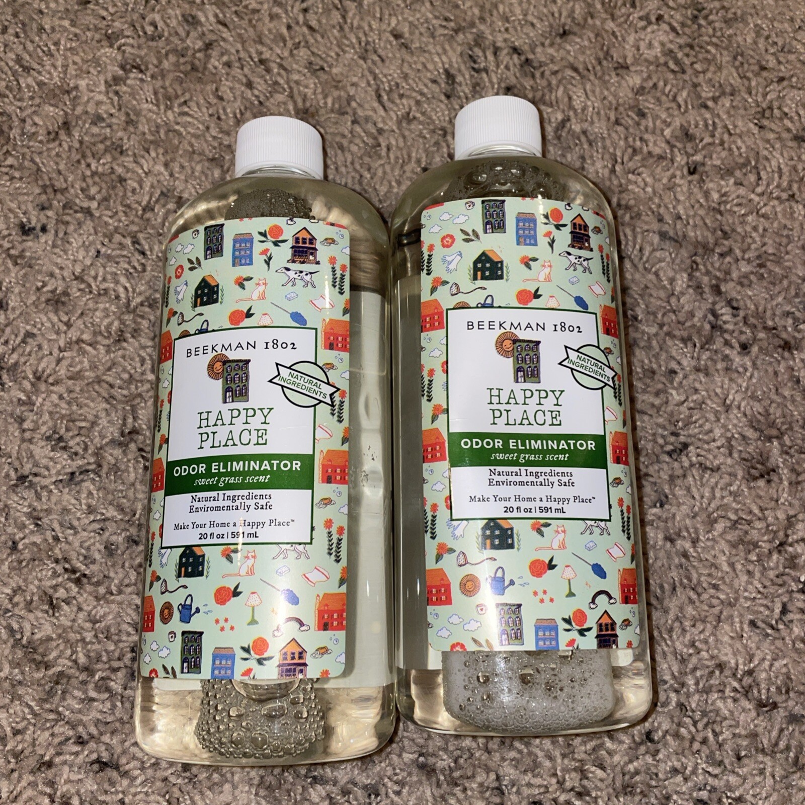 Beekman 1802 Happy Place Odor Eliminator Sweet Grass 20oz Bottles- LOT OF 2
