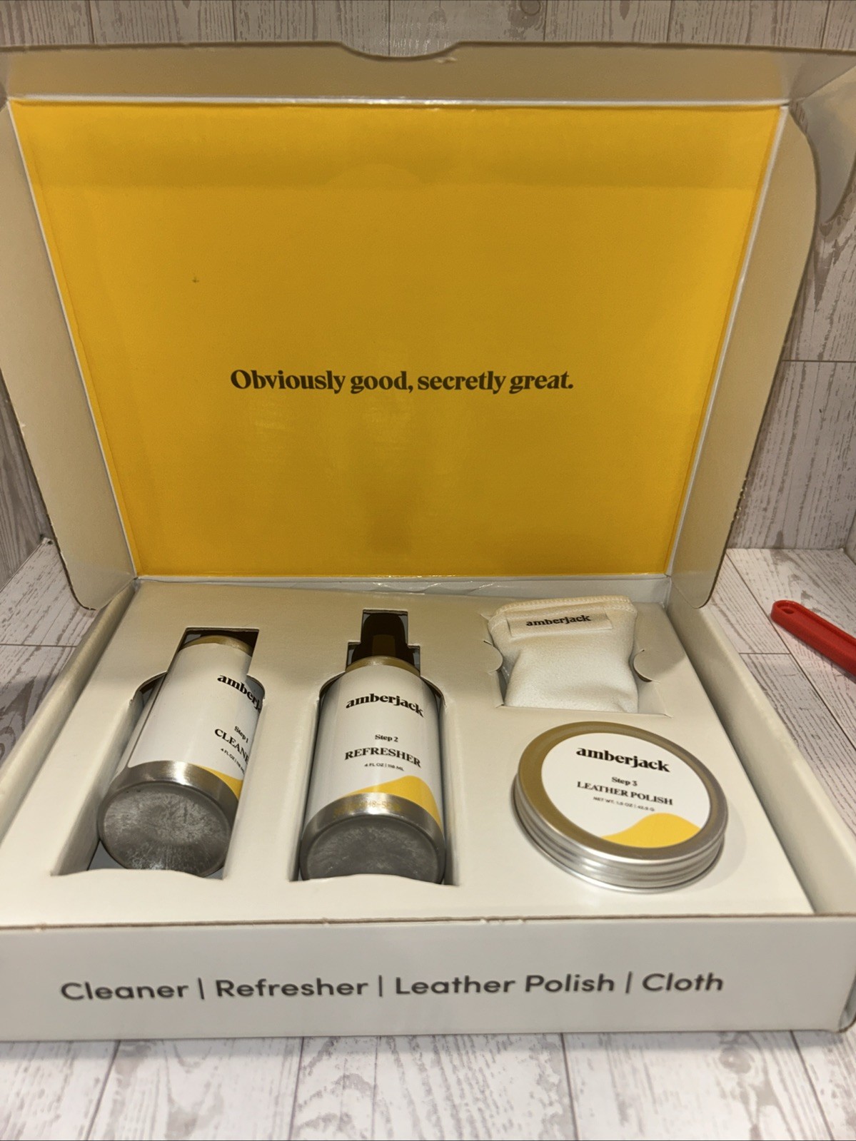 Brand New Open Box Amberjack Leather Care Kit Retails Clean, Refresh Polish