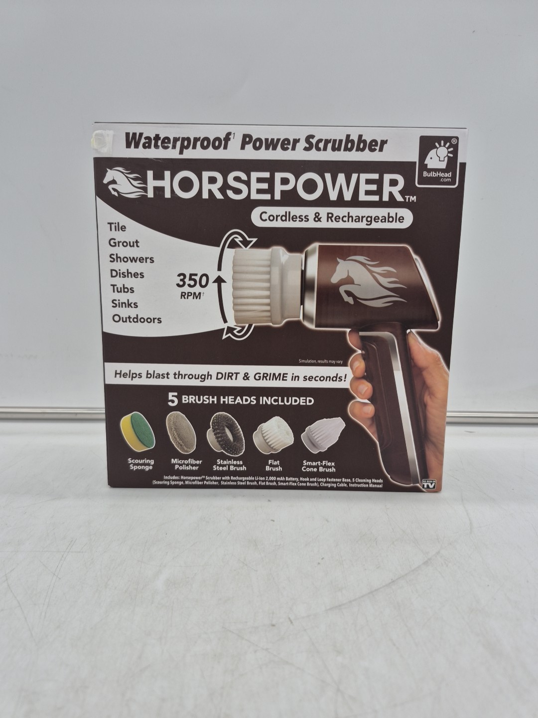 Horsepower Waterproof Power Scrubber Cordless and Rechargeable NIB