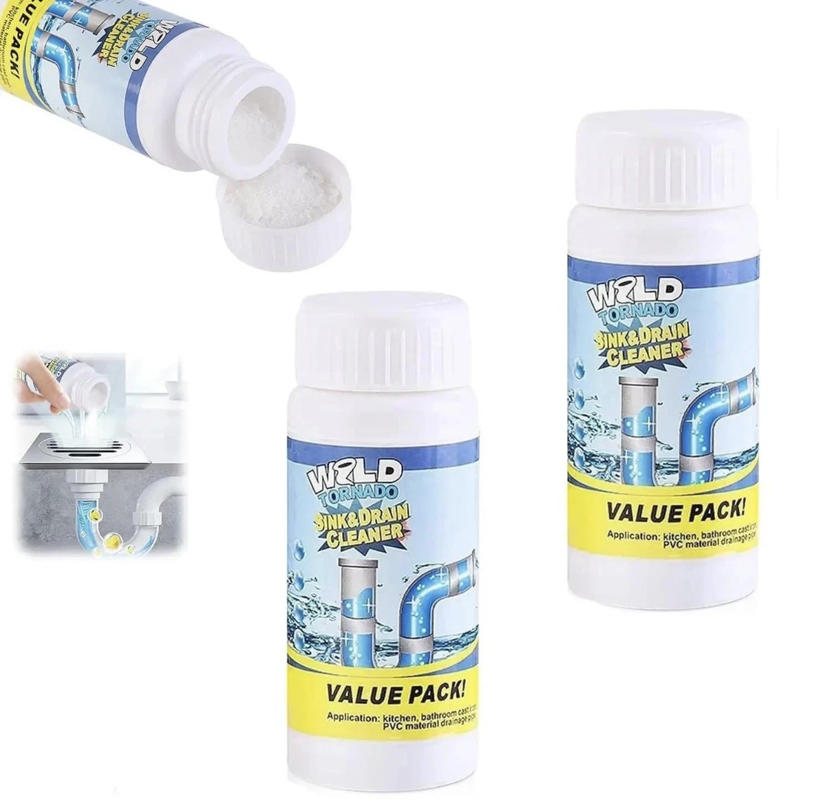 2 PCS Wild Sink and Drain Cleaner, Wild Tornado Sink And Drain Cleaner