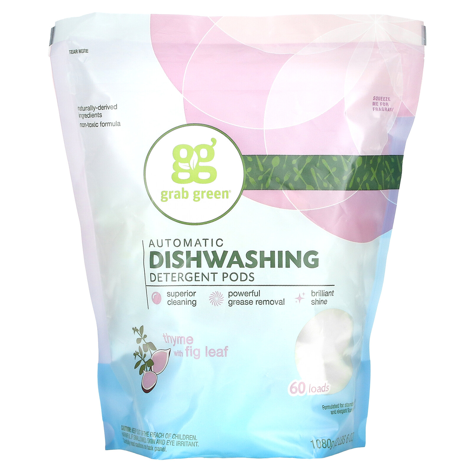 Automatic Dishwashing Detergent Pods, Thyme with Fig Leaf, 60 Loads, 2lbs, 6oz