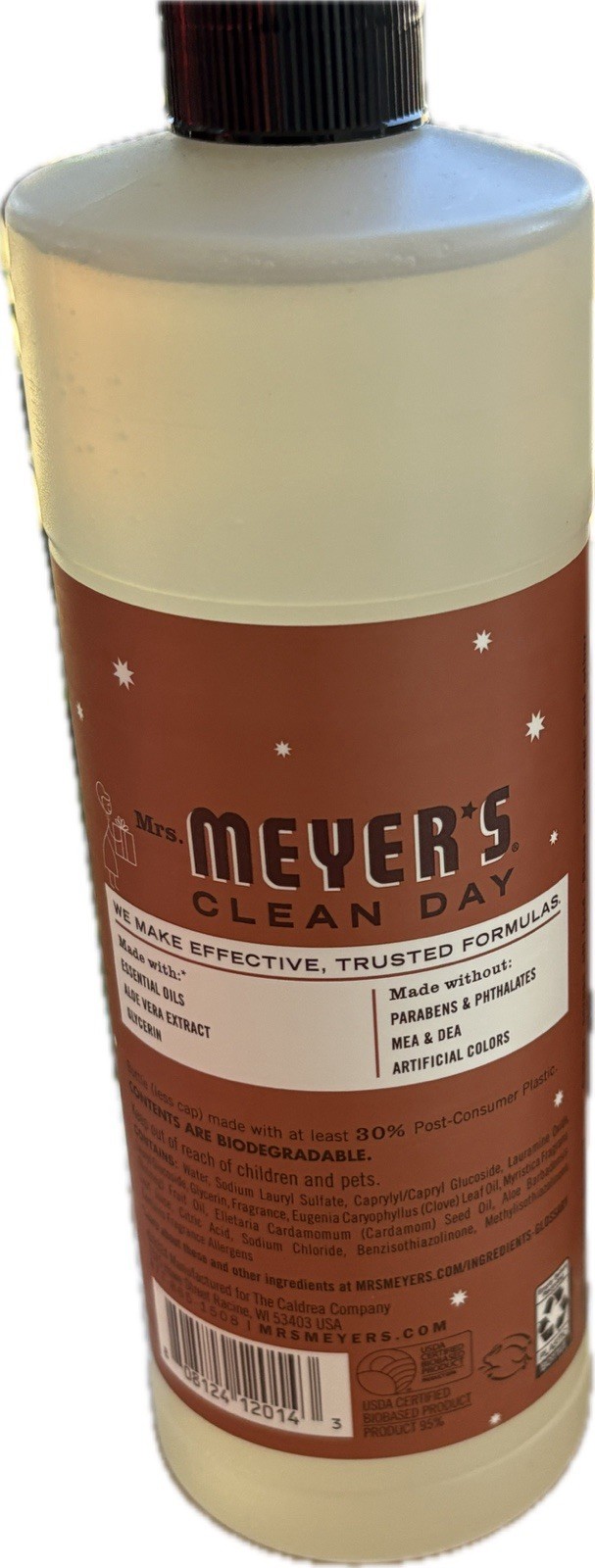 2 pack: Meyers Dish Soap Ginger Bread Scented 16oz Bottle