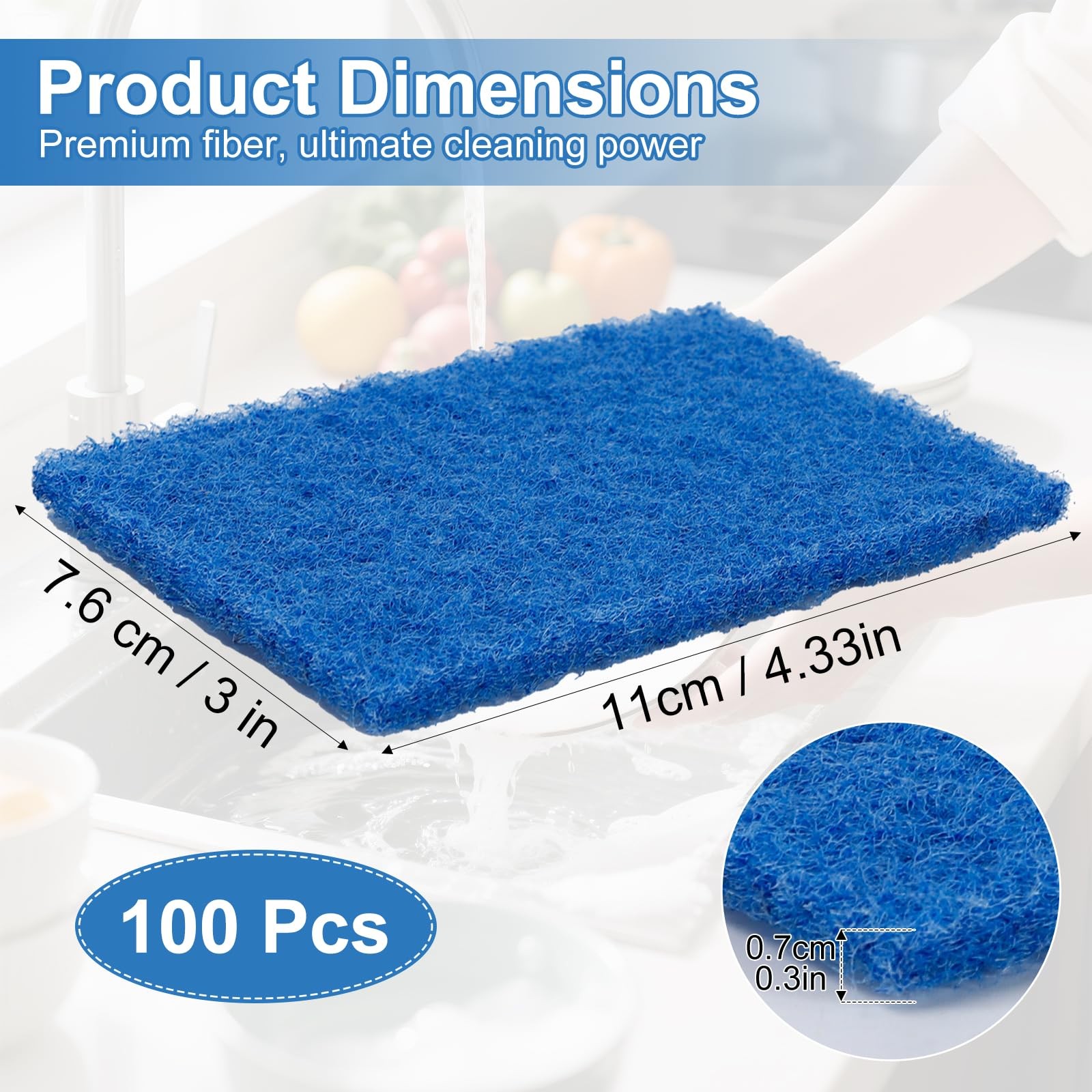 100 Pcs Scouring Pads,Heavy Duty Scour Pads,Dish Scrubber Scouring Pad,Reusab…