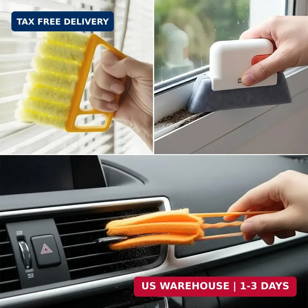5Pcs Window Blind Cleaning Set, Washable 7 Fingers Duster Brush Dusting Cleaner
