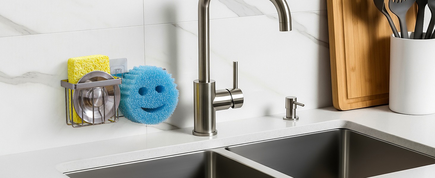 Space Saving] Sponge Holder for Kitchen Sink, Great for Scrub Daddy / Scrub