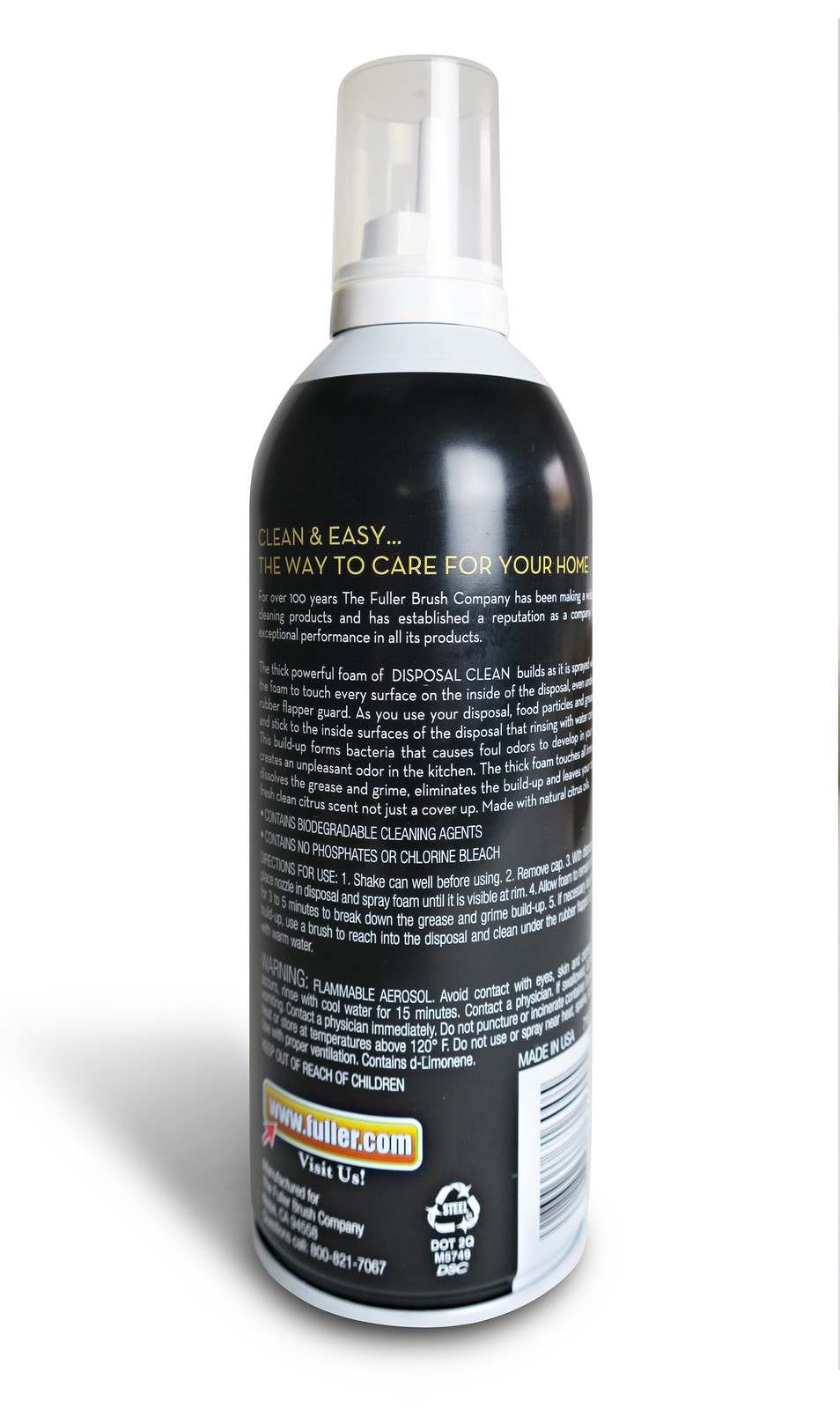 Fuller Brush Disposal Cleaner Foam Garbage Sink Drain Citrus Scent Removes Odor