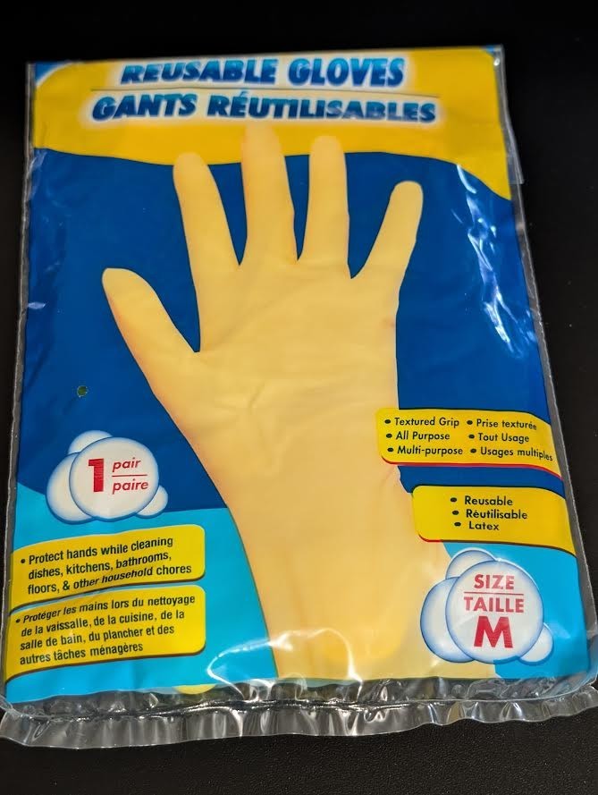 Yellow Dish Washing Cleaning Latex Gloves Reusable Hand Gloves M Size