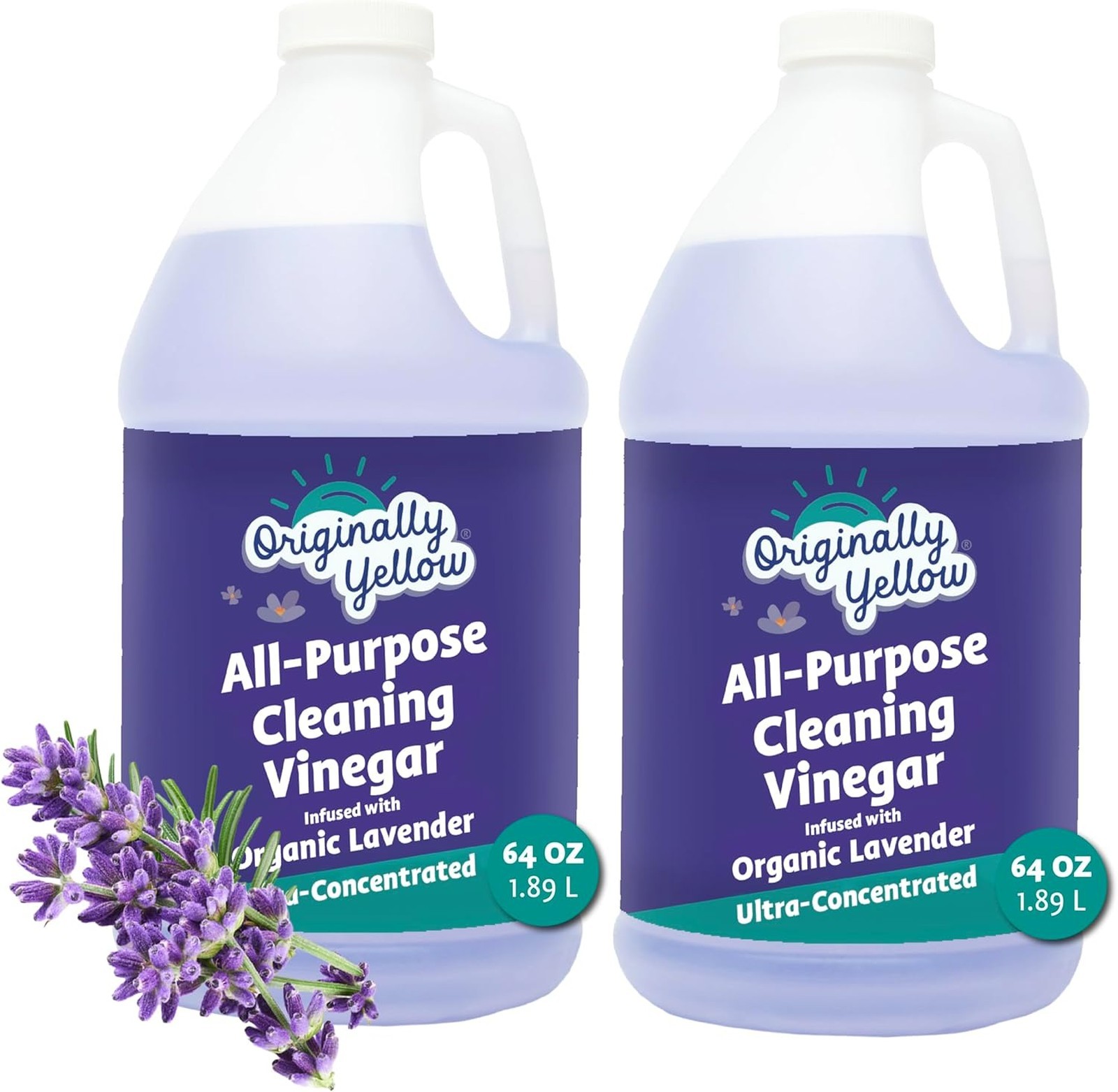 Yellow Lavender White Vinegar Cleaner 1 Gallon Pack Plant Derived All Purpose