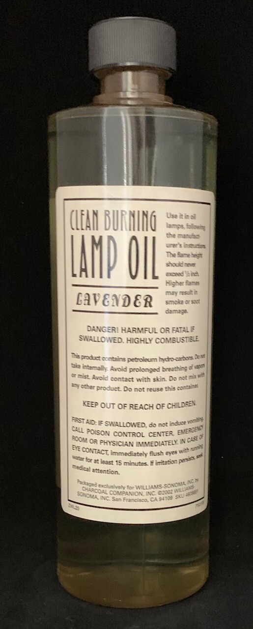 Williams Sonoma Clean Burning Lamp Oil with Lavender Essential Oil 20oz