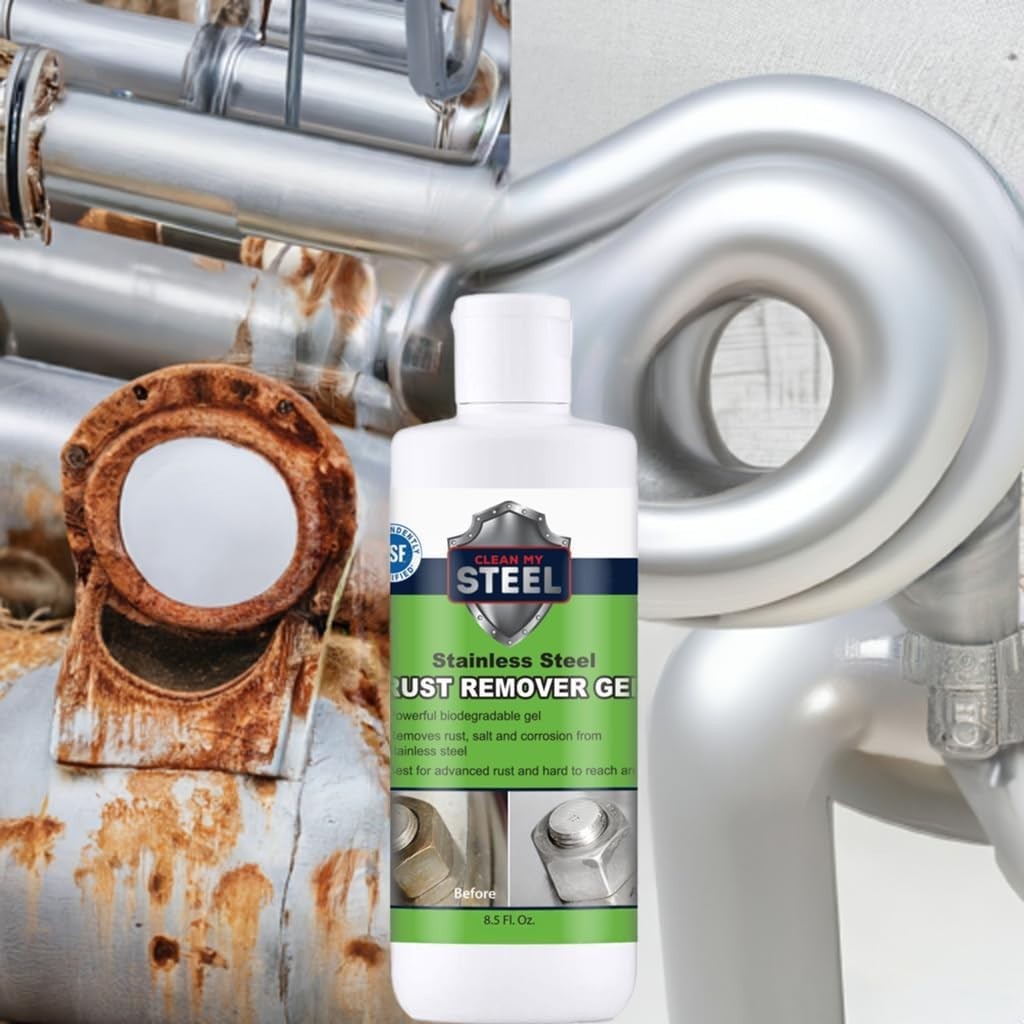 Heavy-Duty Rust Remover Gel for Stainless Steel – No Scrubbing Required, 8.5oz