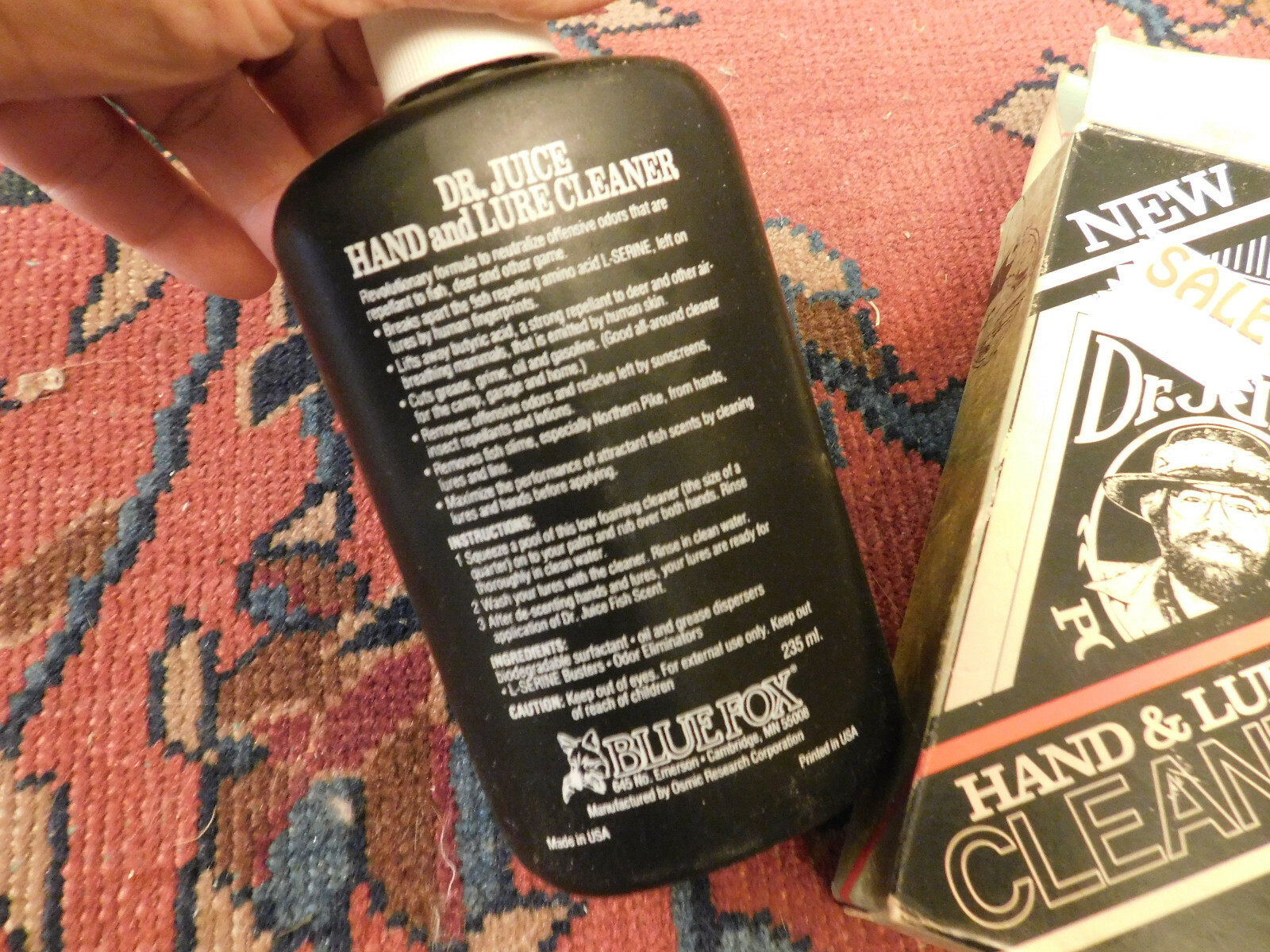 Dr Juice Hand & Lure Cleaner Vtg HTF Removes Odors Blue Fox Fisherman Hunter