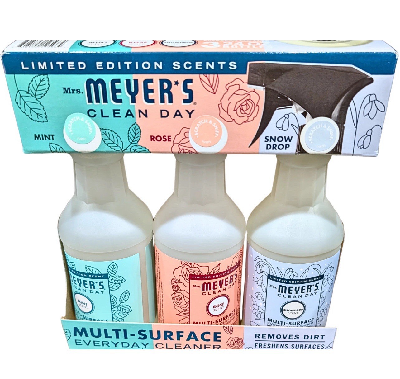 Mrs. Meyer’s Multi-Surface Everyday Cleaner Spray Bottles, 24 fl oz, 3-pack