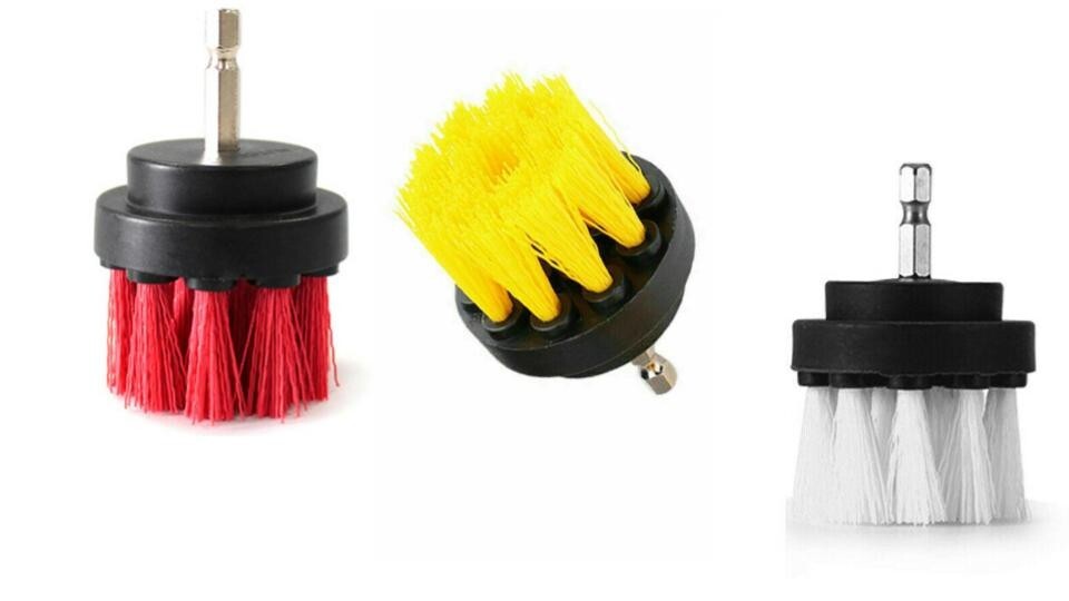 Round Nylon Brush with Shaft for Drill – Small Diameter Drill Brush Scrubber Kit