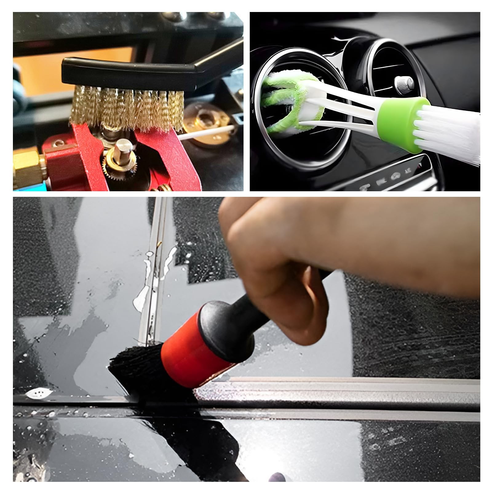 10 PCS Car Detailing Brush Set, Auto Cleaning Kit with Boar Hair & Steel Wire…