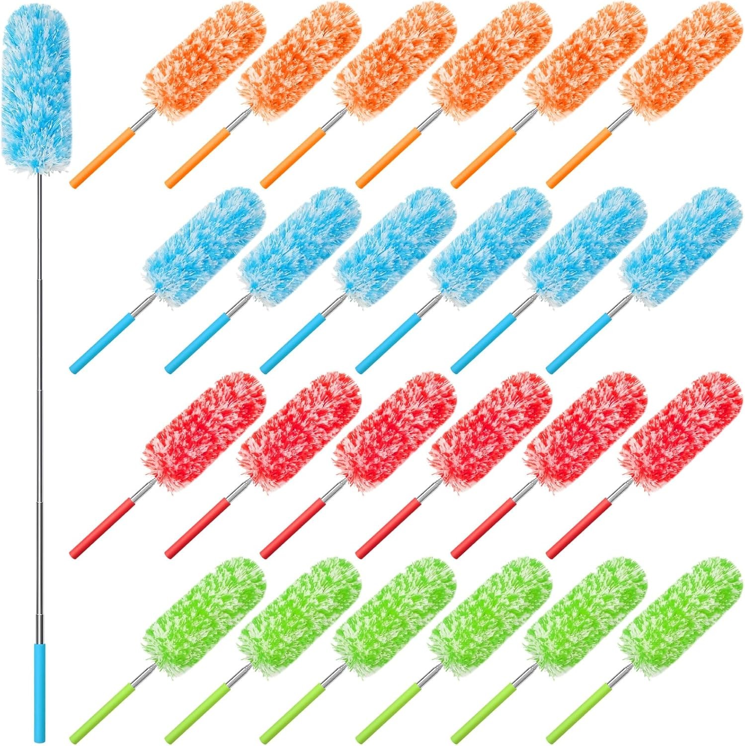 12 Pcs Microfiber Feather Duster Cleaning 13-31 Inch Extendable Cobweb Dusters