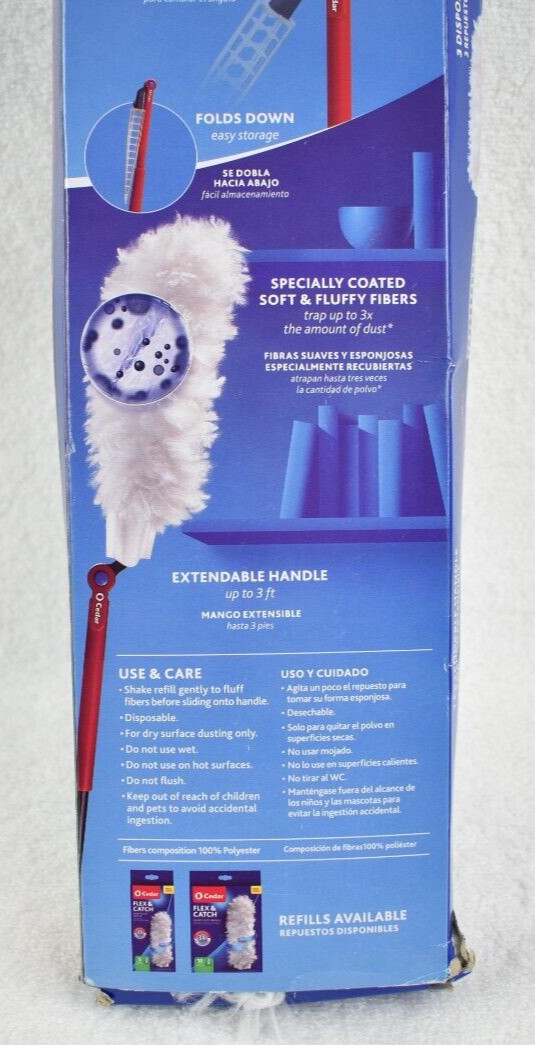 O-Cedar Flex & Catch Heavy Duty Dusting Kit / 1 Extendable Handle / 3 Dust Pads