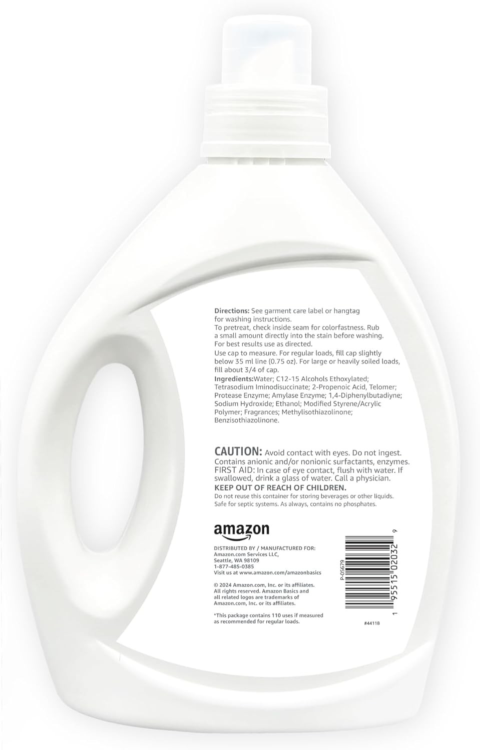 Concentrated Liquid Laundry Detergent, Hypoallergenic, of Perfumes & Clear of
