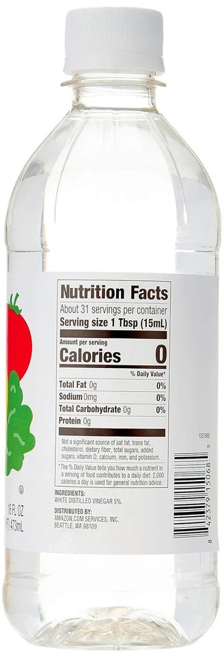 Amazon Saver, Distilled White Vinegar, Great for Cooking and Cleaning, 16oz,4pk