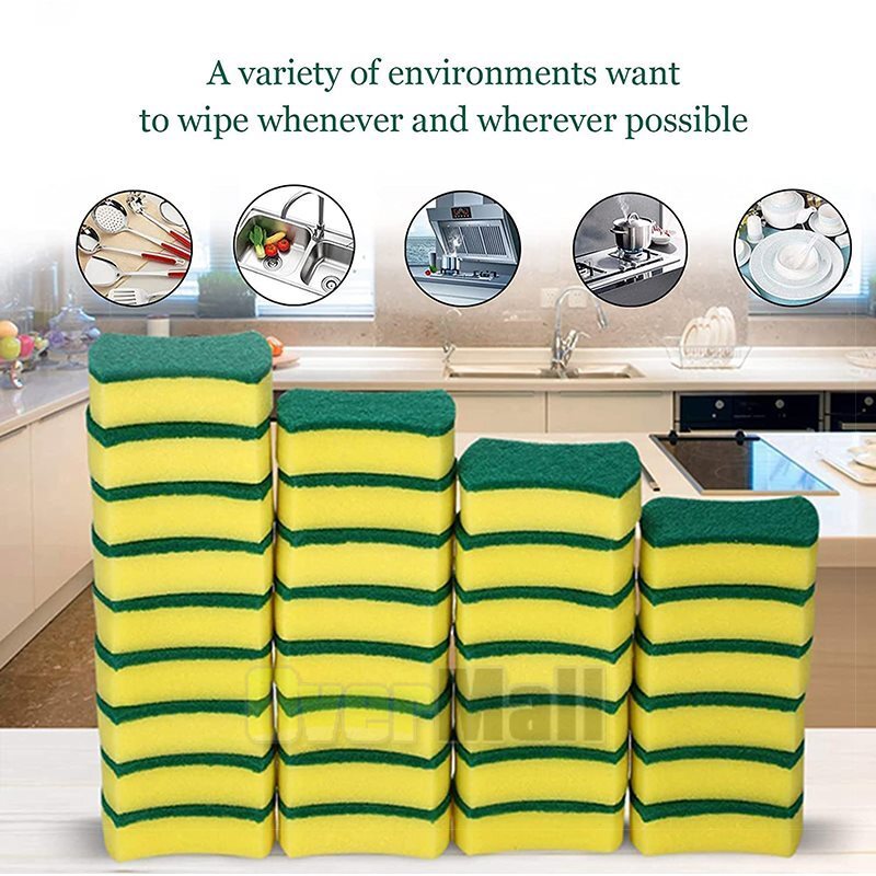 Lot of 24-72 pcs Sponge Scrubber Scrub Scourer Wash Clean Dish Pads Bulk KITCHEN