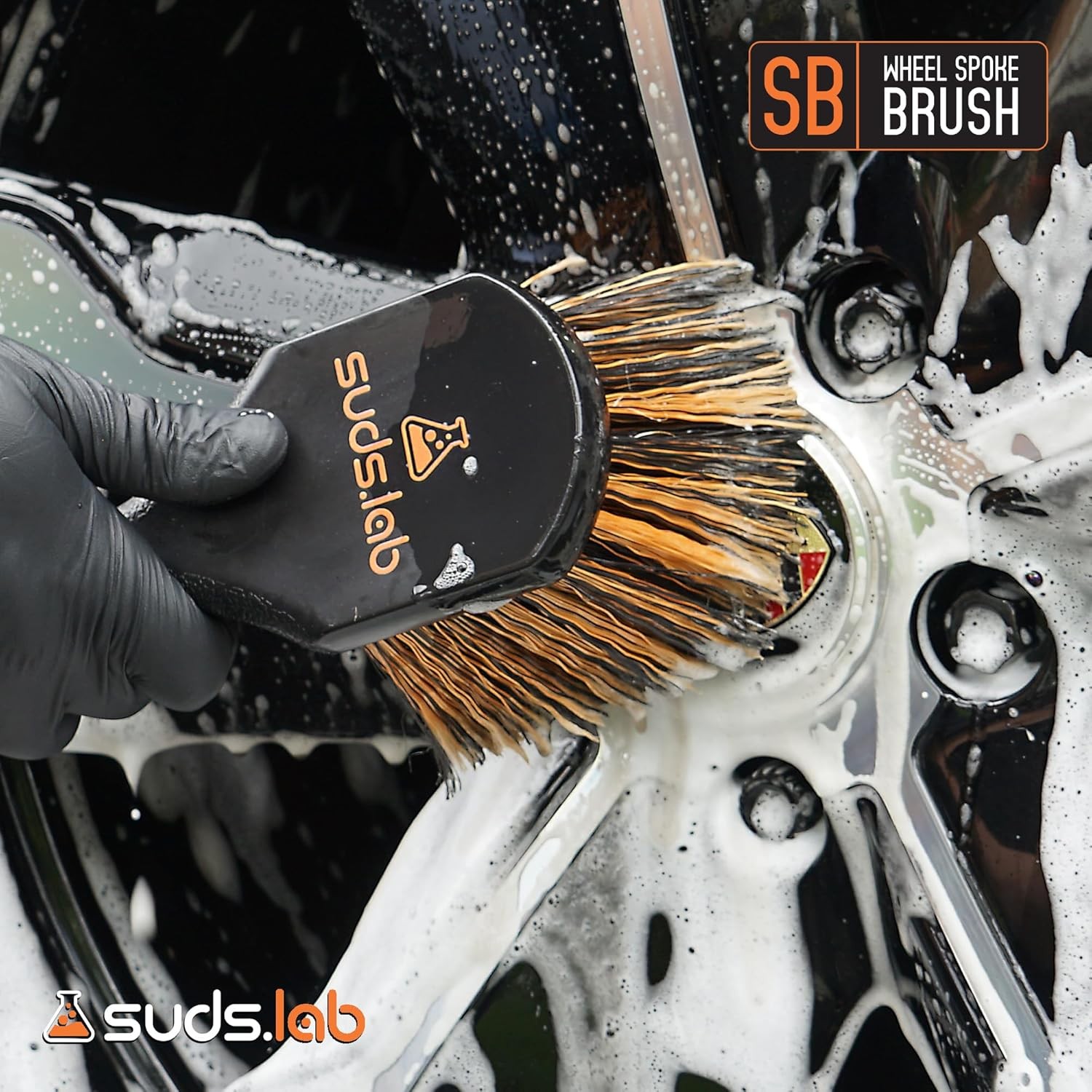 Wheel Spoke Tire Brush, Soft Bristle Wheel Clean Material Type: Plastic Handle